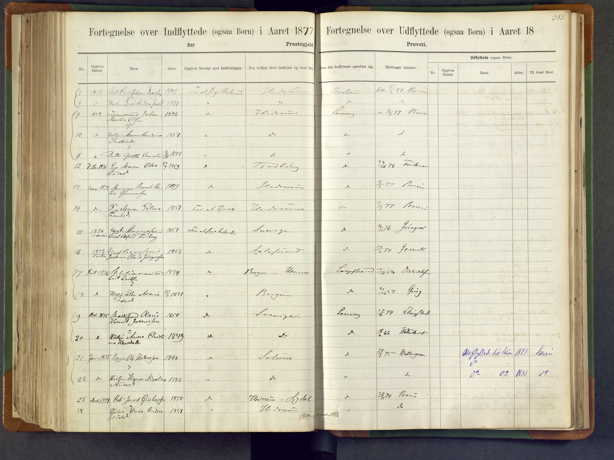 Larvik kirkebøker, SAKO/A-352/F/Fa/L0007: Parish register (official) no. I 7, 1871-1883, p. 343