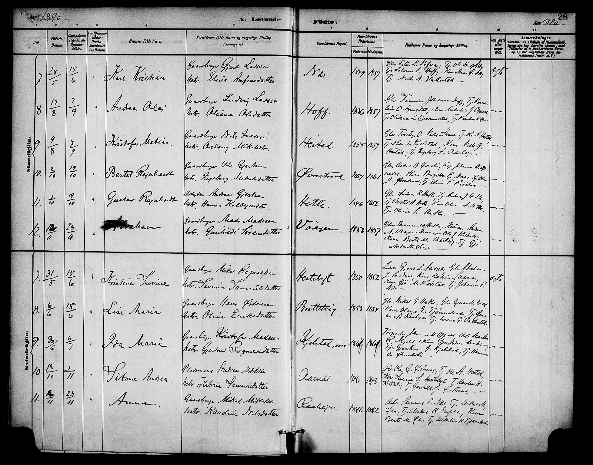 Gaular sokneprestembete, AV/SAB-A-80001/H/Haa: Parish register (official) no. D 1, 1882-1899, p. 28