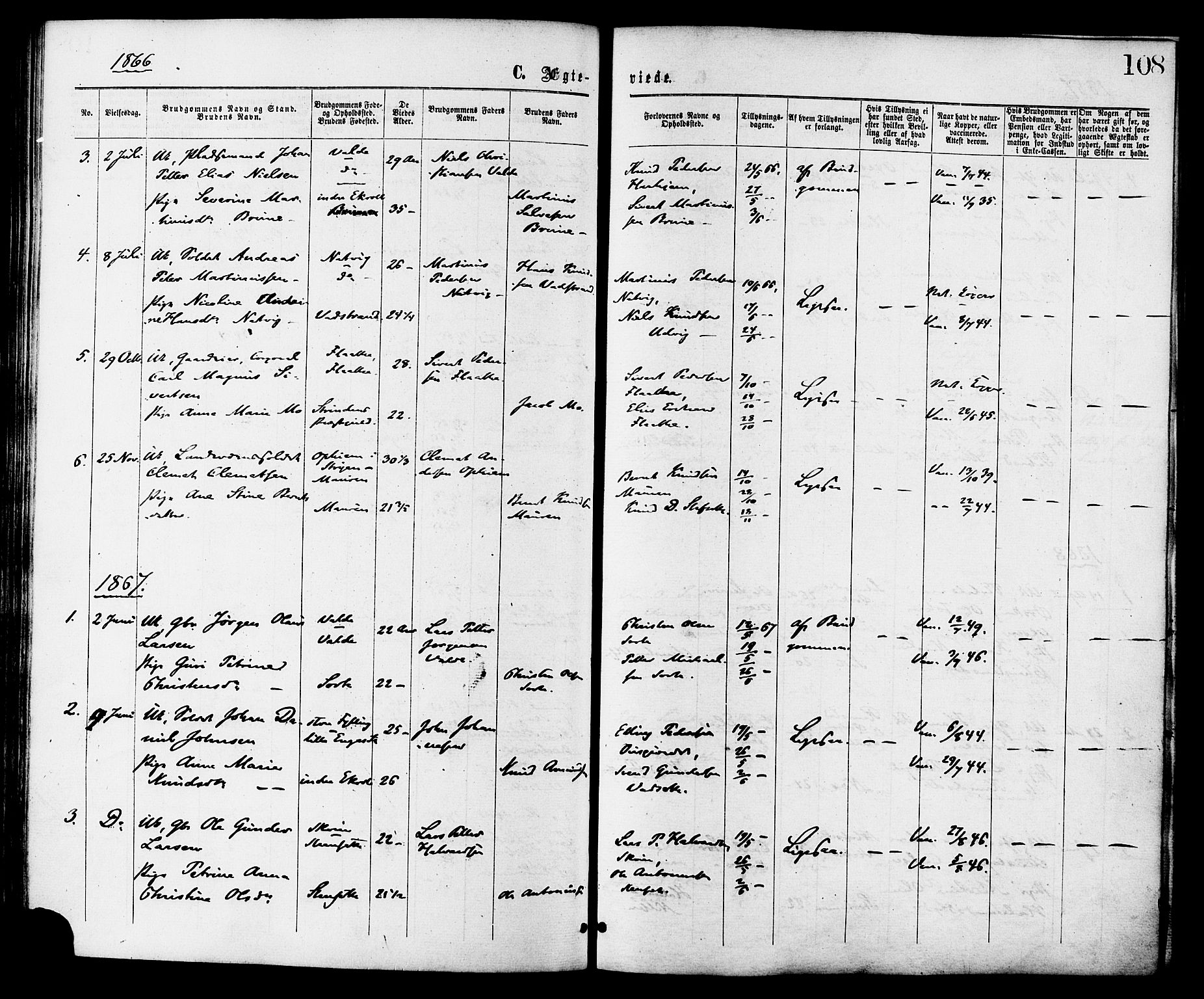 Ministerialprotokoller, klokkerbøker og fødselsregistre - Møre og Romsdal, AV/SAT-A-1454/524/L0355: Parish register (official) no. 524A07, 1864-1879, p. 108