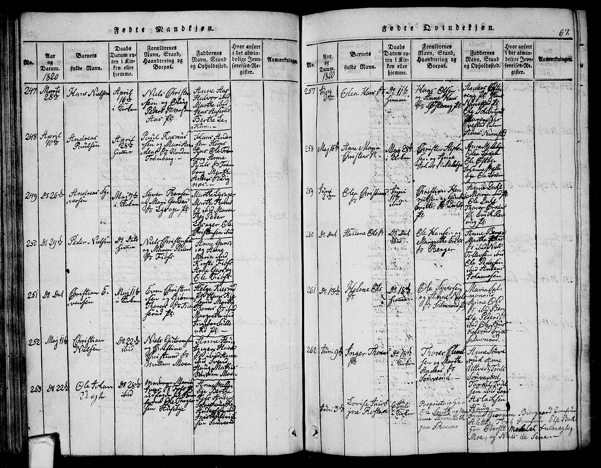 Eidsberg prestekontor Kirkebøker, AV/SAO-A-10905/G/Ga/L0001: Parish register (copy) no. I 1, 1814-1831, p. 67