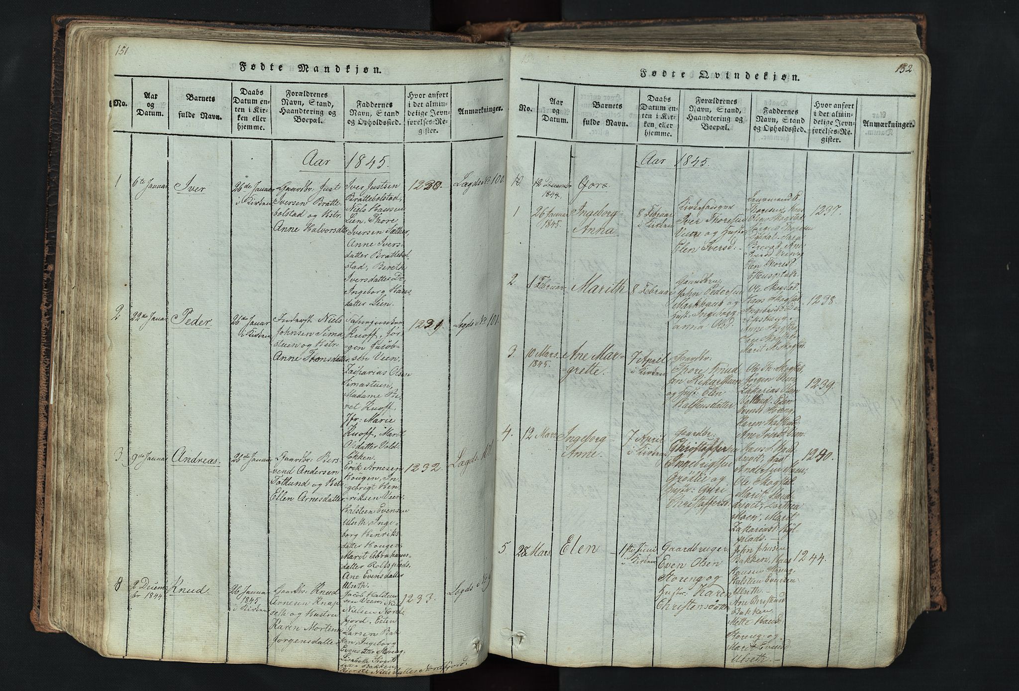 Kvikne prestekontor, SAH/PREST-064/H/Ha/Hab/L0001: Parish register (copy) no. 1, 1815-1895, p. 151-152