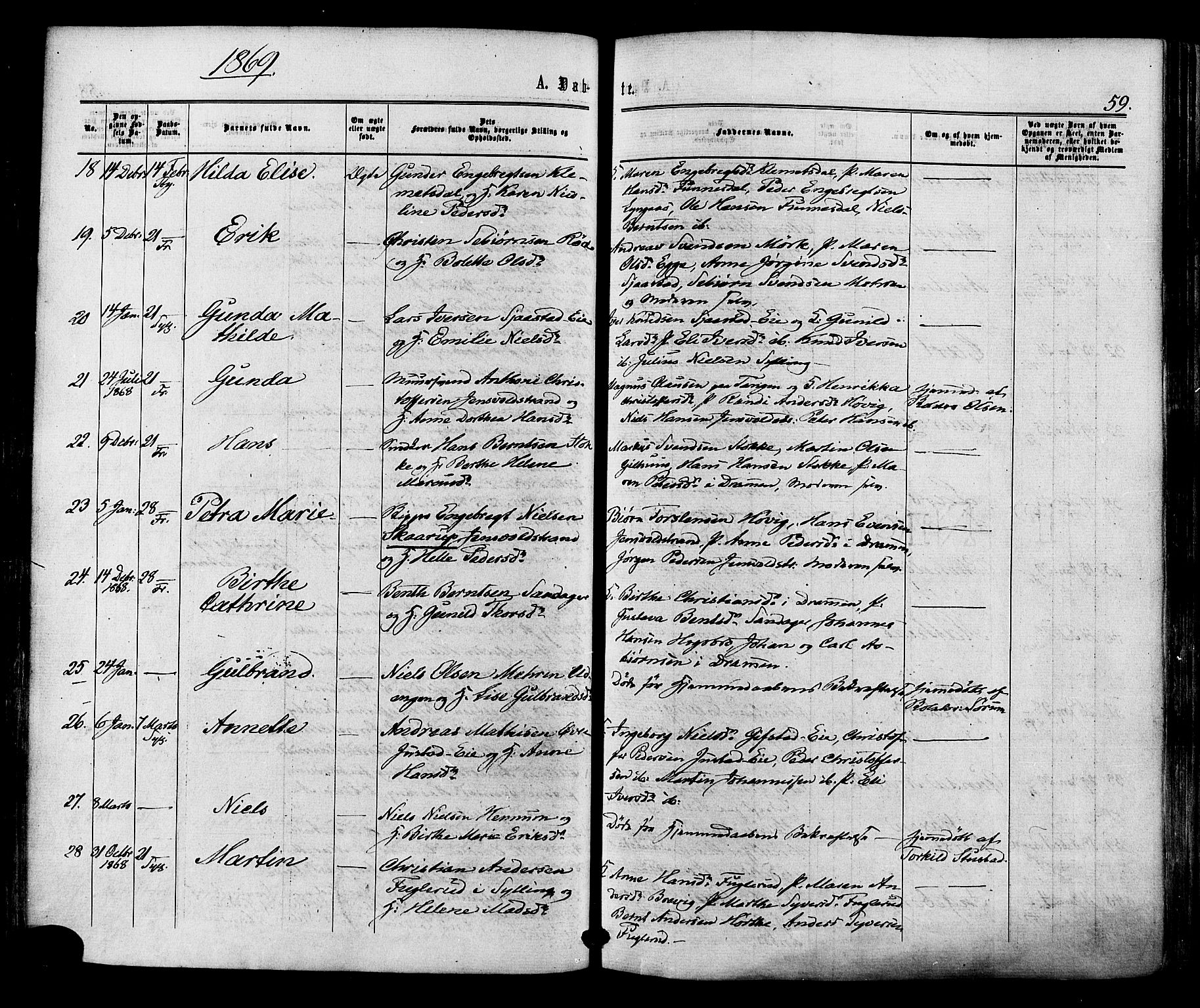 Lier kirkebøker, AV/SAKO-A-230/F/Fa/L0013: Parish register (official) no. I 13, 1865-1874, p. 59