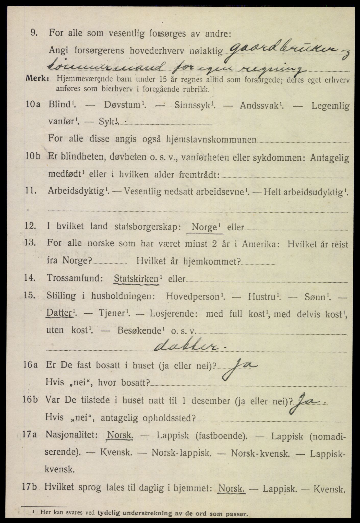 SAT, 1920 census for Snåsa, 1920, p. 2577