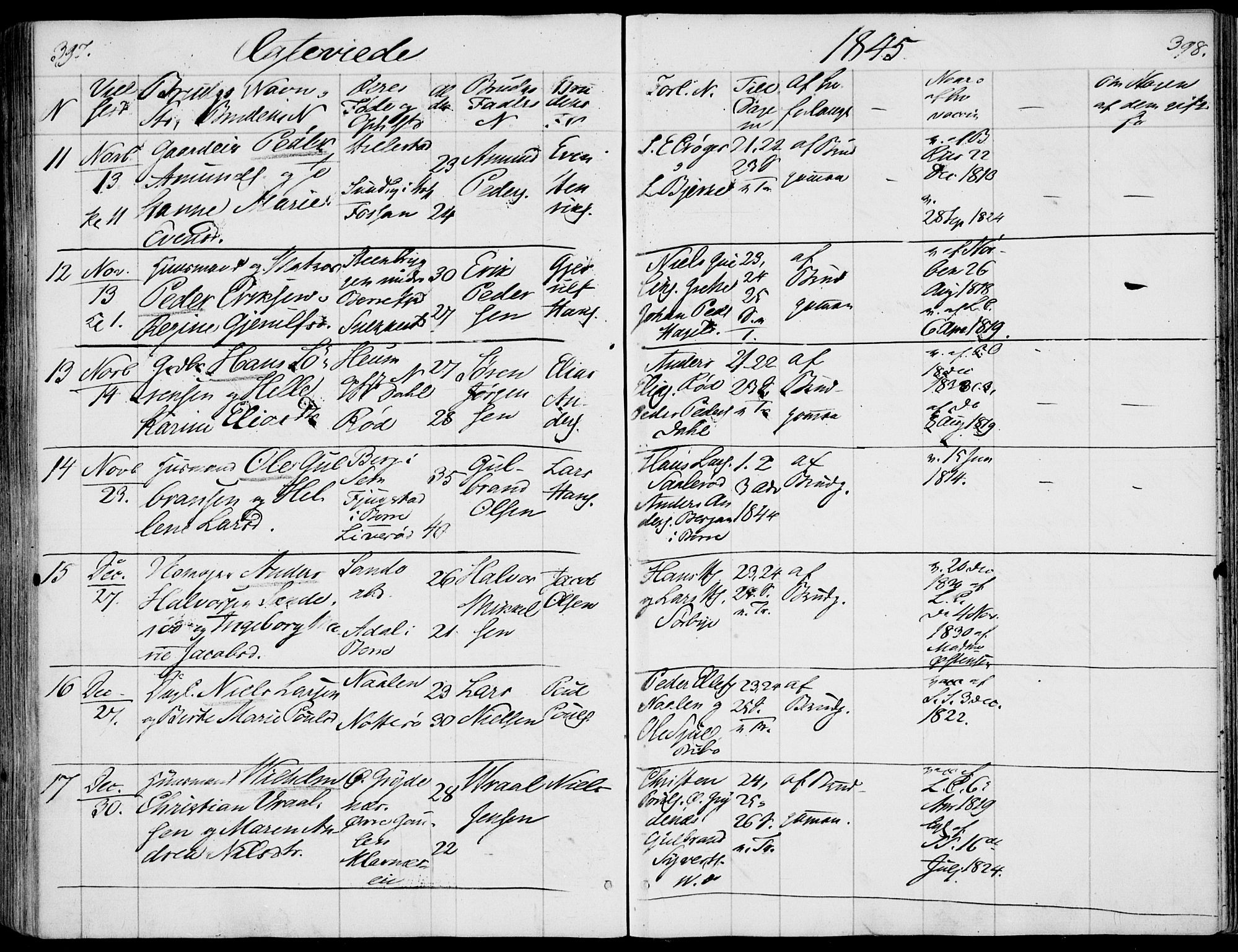 Våle kirkebøker, AV/SAKO-A-334/F/Fa/L0009a: Parish register (official) no. I 9A, 1839-1860, p. 397-398