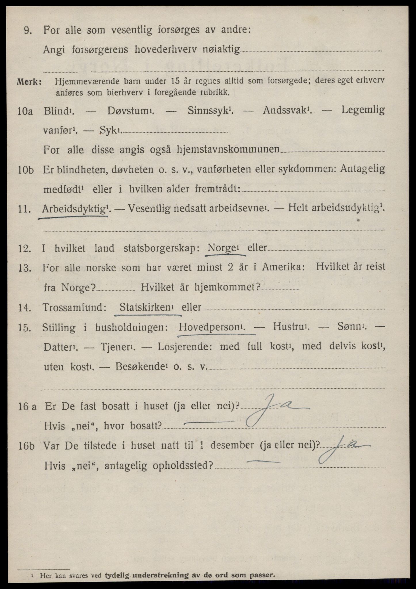 SAT, 1920 census for Volda, 1920, p. 3933