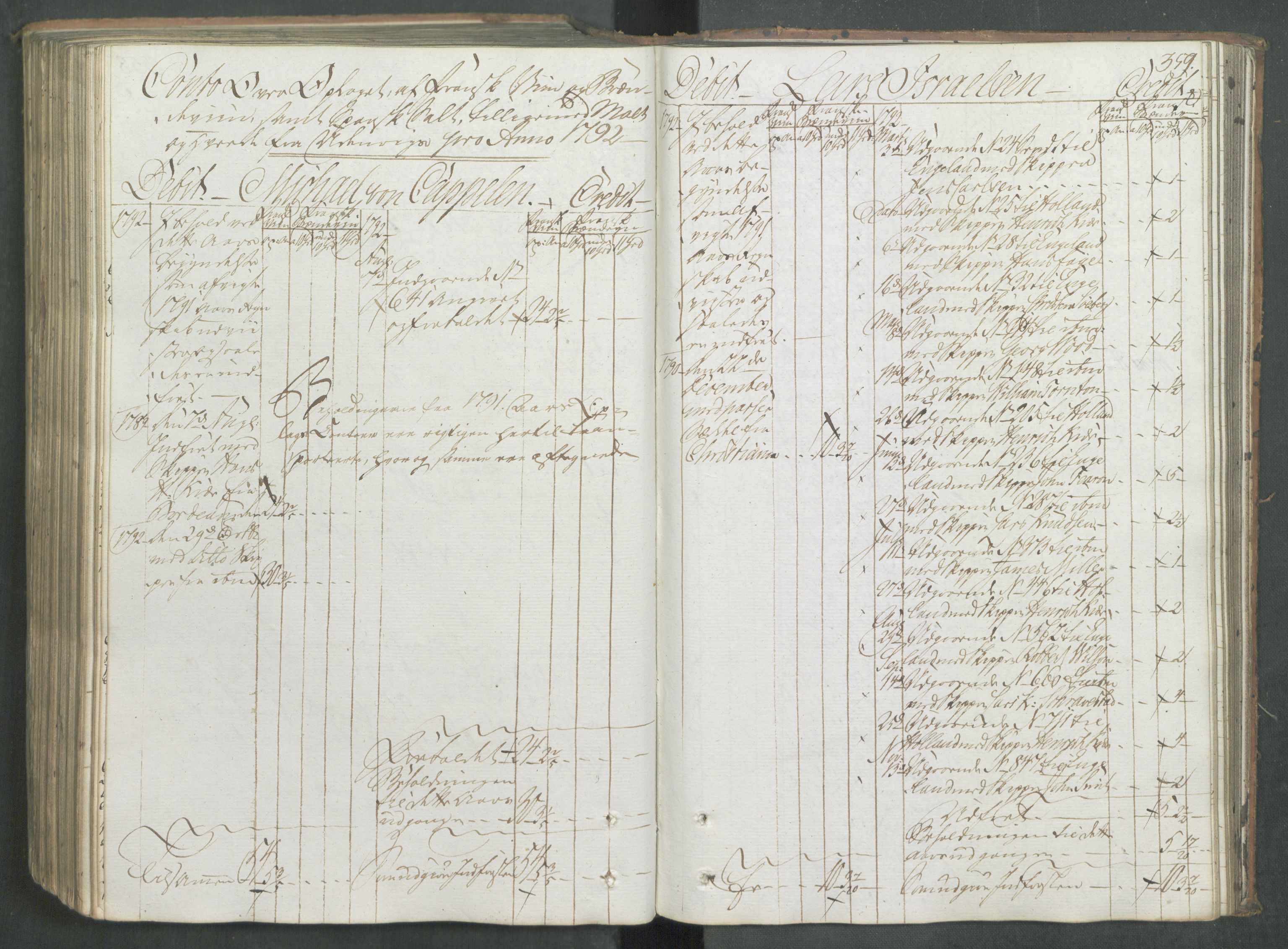 Generaltollkammeret, tollregnskaper, AV/RA-EA-5490/R08/L0166/0001: Tollregnskaper Drammen / Inngående hovedtollbok, 1790-1792, p. 358b-359a