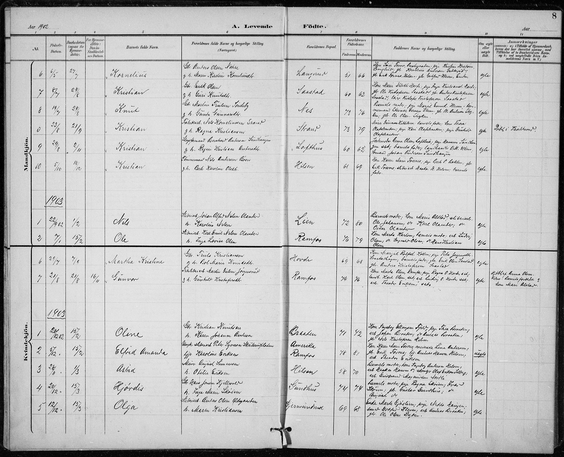 Modum kirkebøker, SAKO/A-234/F/Fa/L0020: Parish register (official) no. 20, 1900-1917, p. 8