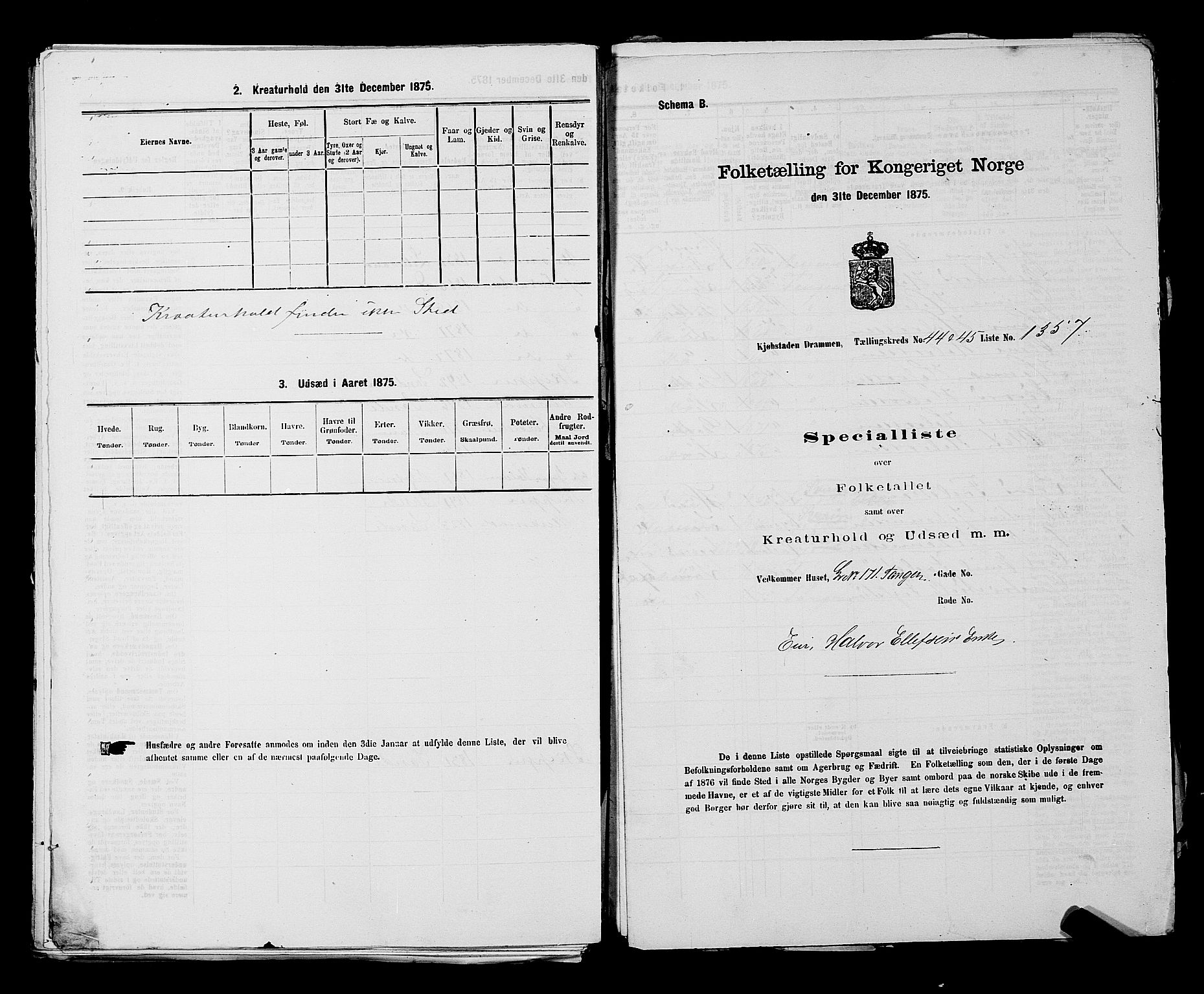 SAKO, 1875 census for 0602 Drammen, 1875, p. 3673