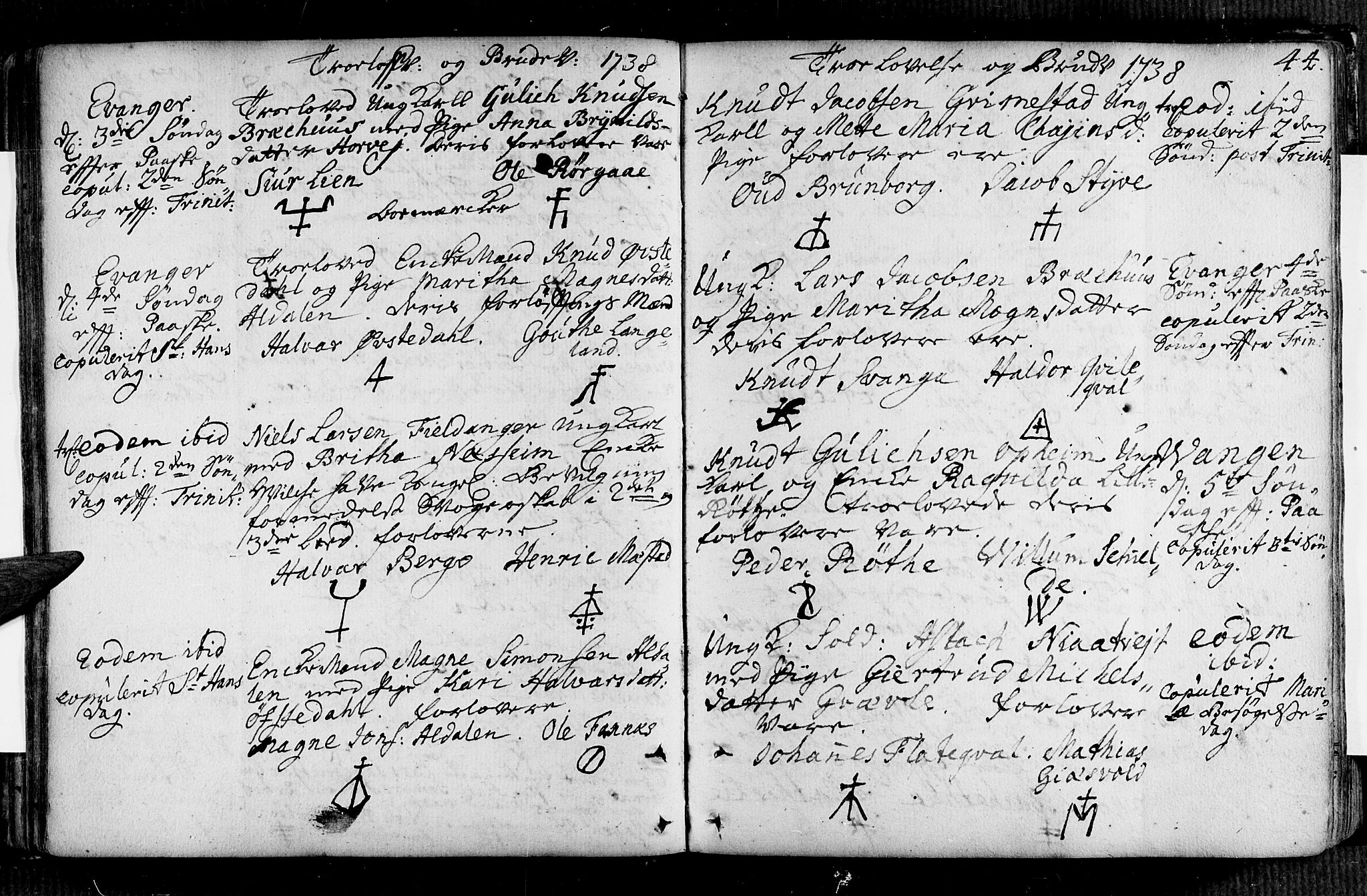 Voss sokneprestembete, AV/SAB-A-79001/H/Haa: Parish register (official) no. A 7, 1731-1773, p. 44