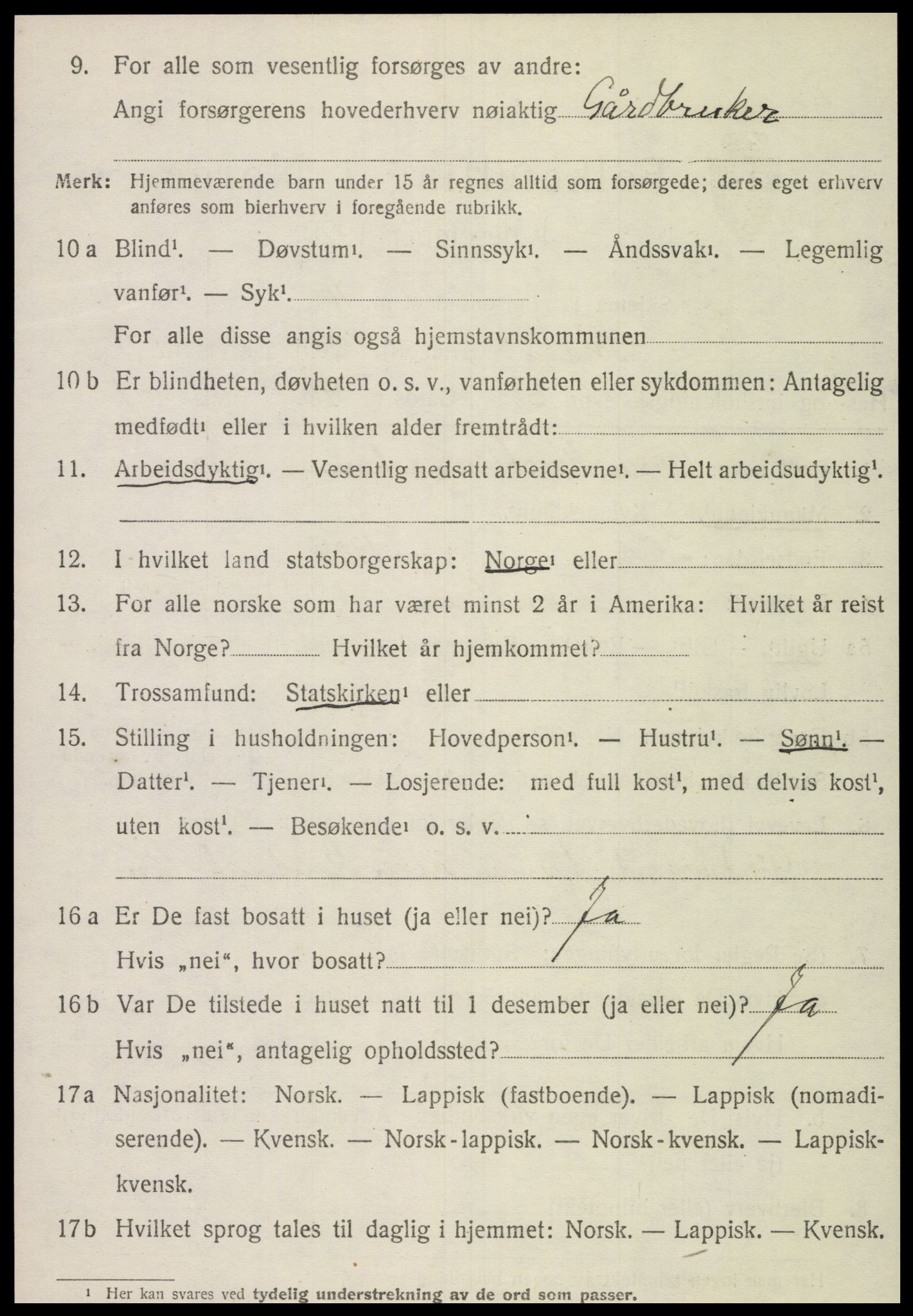 SAT, 1920 census for Snåsa, 1920, p. 3731