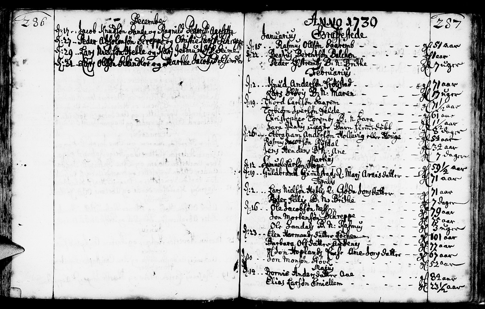 Gloppen sokneprestembete, SAB/A-80101/H/Haa/Haaa/L0002: Parish register (official) no. A 2, 1712-1735, p. 286-287