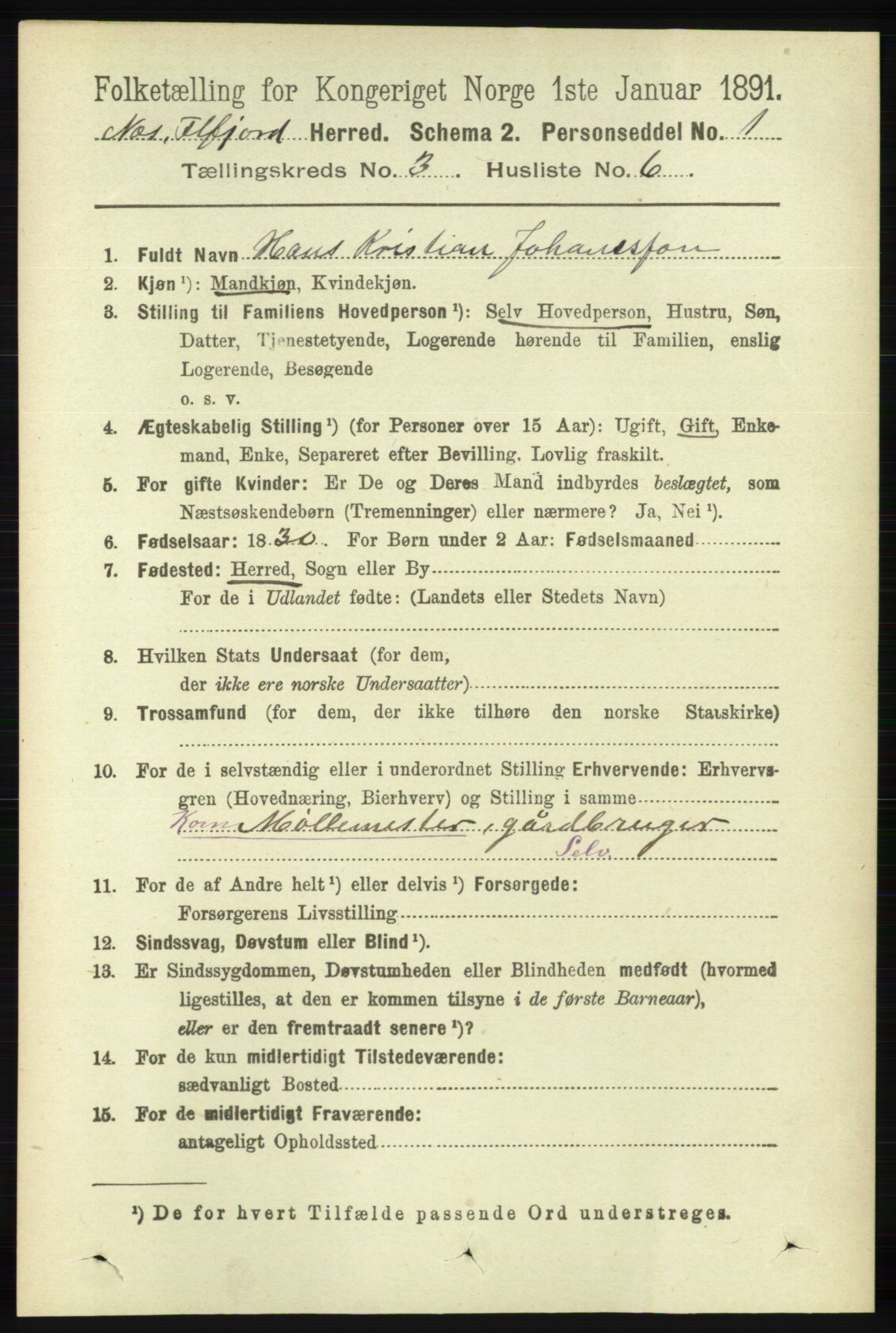 RA, 1891 census for 1043 Hidra og Nes, 1891, p. 949