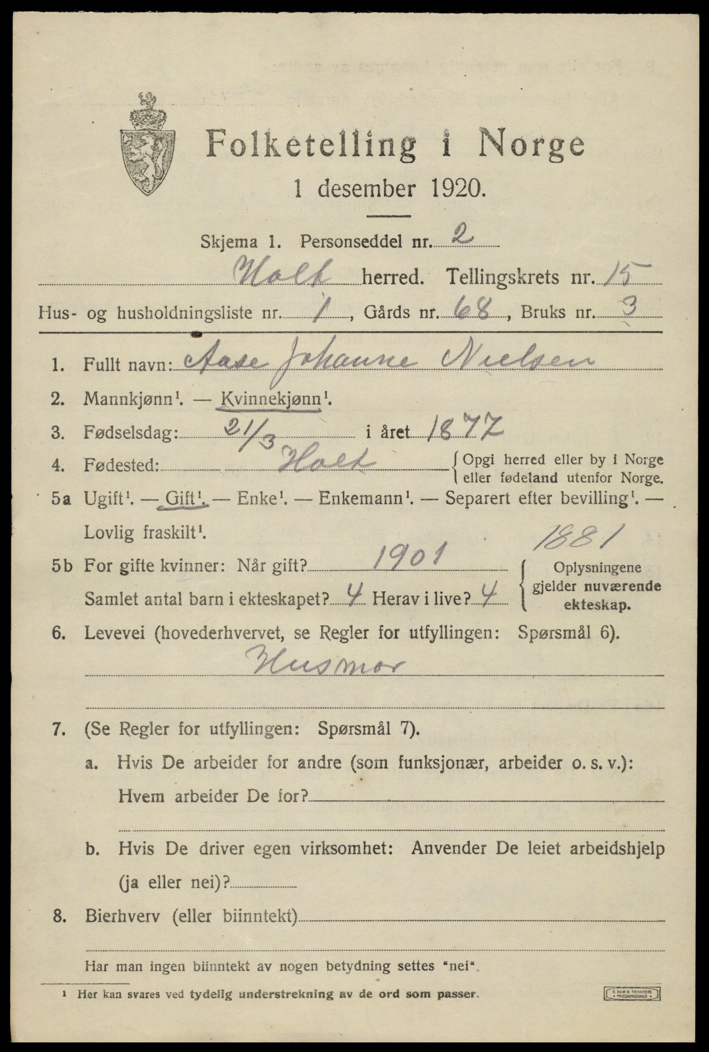 SAK, 1920 census for Holt, 1920, p. 8380