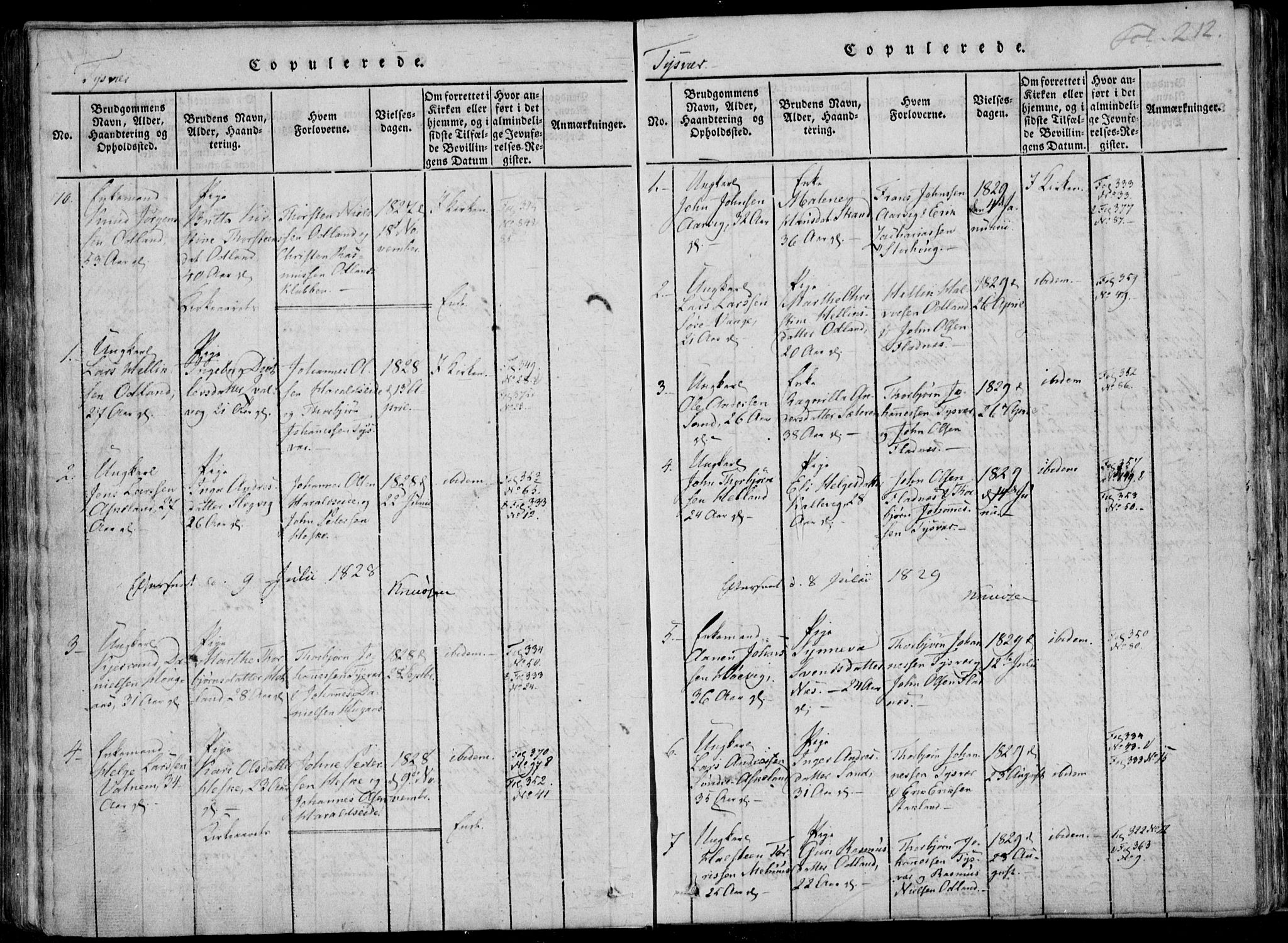 Skjold sokneprestkontor, SAST/A-101847/H/Ha/Haa/L0004: Parish register (official) no. A 4 /1, 1815-1830, p. 212