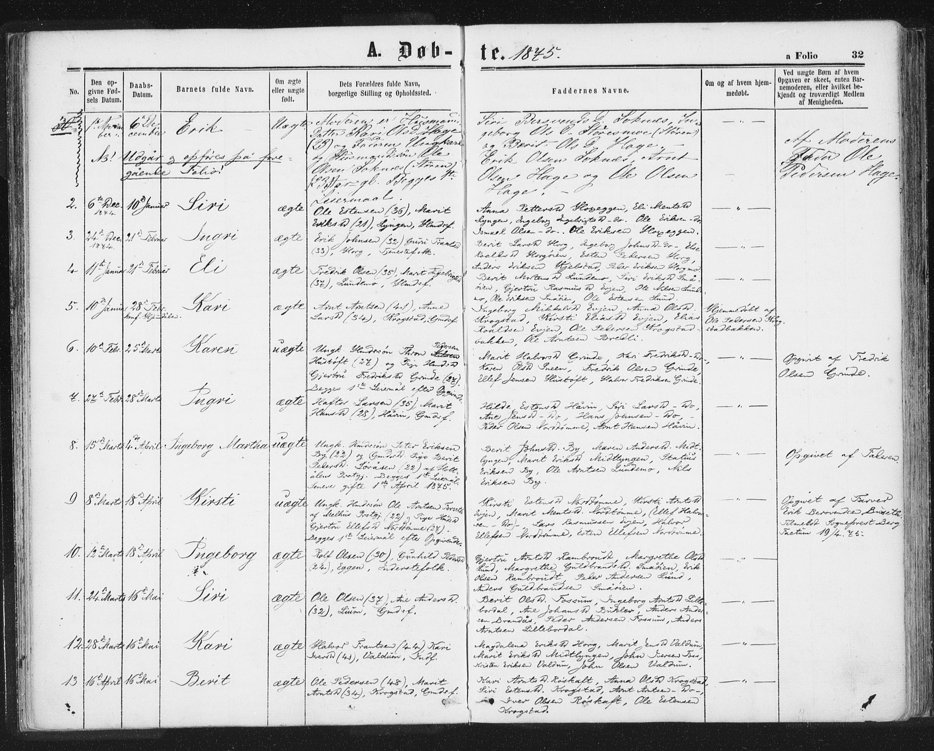 Ministerialprotokoller, klokkerbøker og fødselsregistre - Sør-Trøndelag, AV/SAT-A-1456/692/L1104: Parish register (official) no. 692A04, 1862-1878, p. 32