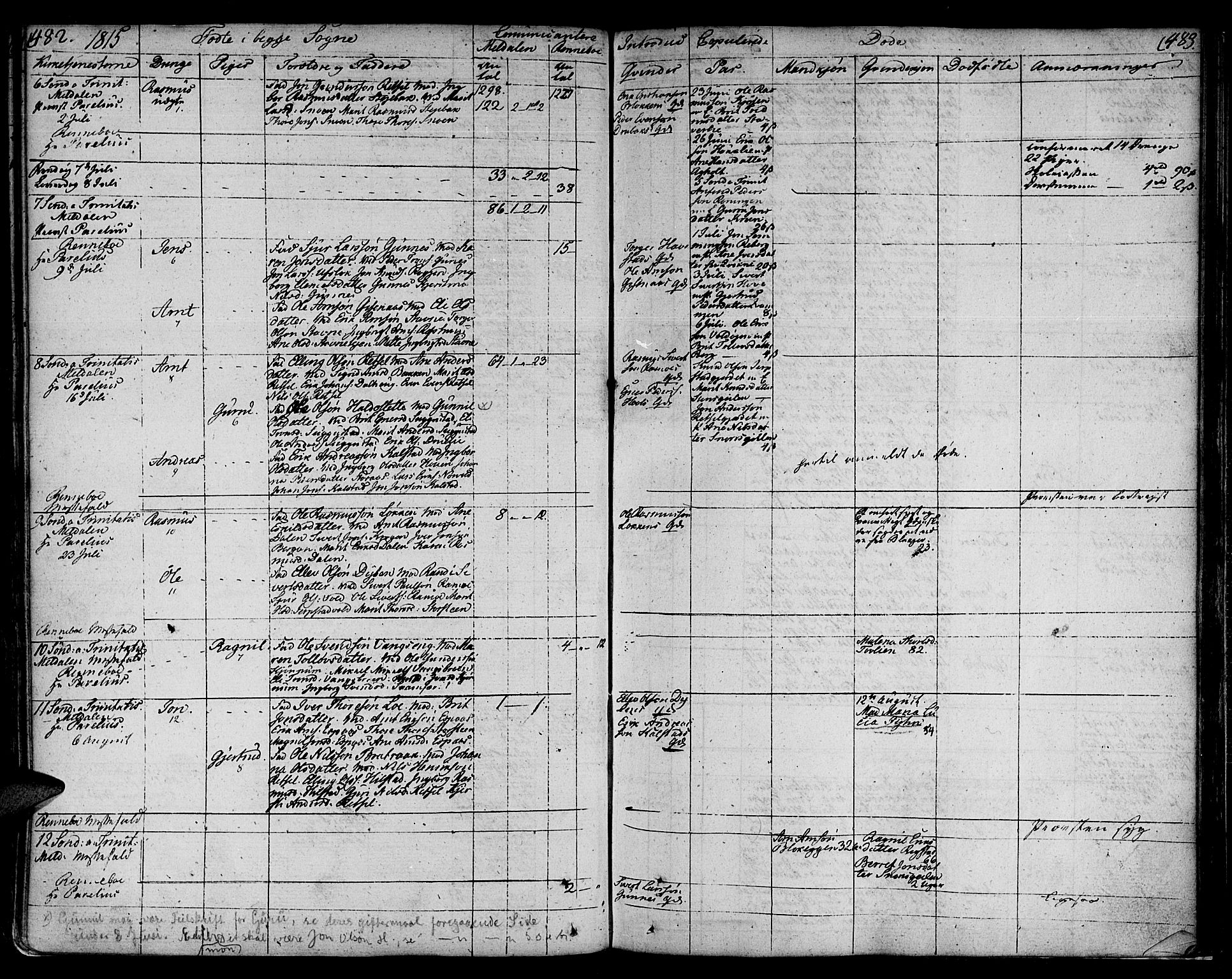 Ministerialprotokoller, klokkerbøker og fødselsregistre - Sør-Trøndelag, AV/SAT-A-1456/672/L0852: Parish register (official) no. 672A05, 1776-1815, p. 482-483