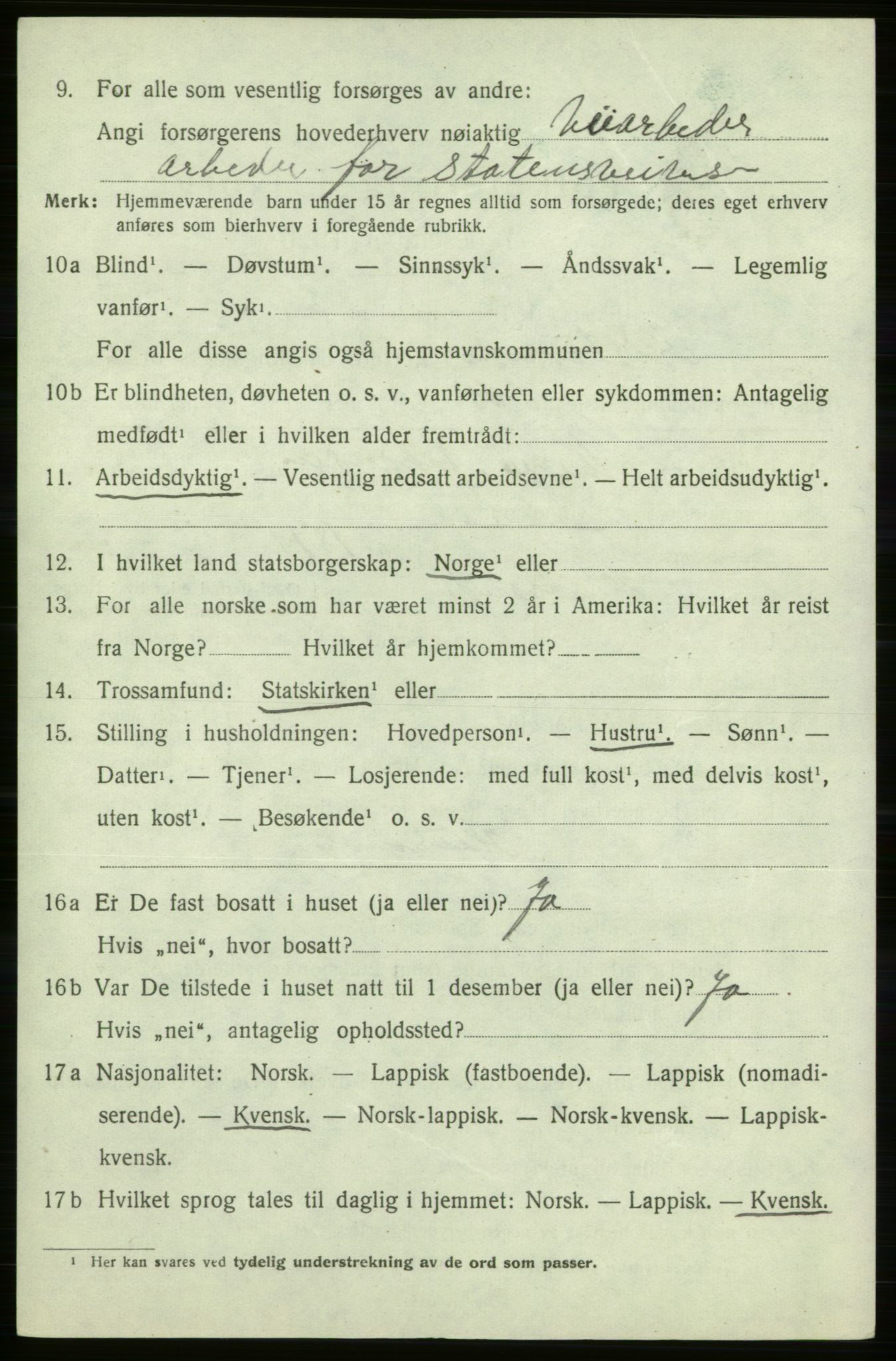 SATØ, 1920 census for Kistrand, 1920, p. 4141