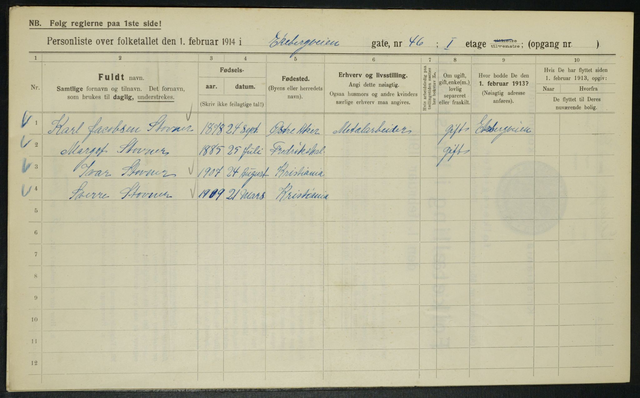 OBA, Municipal Census 1914 for Kristiania, 1914, p. 20577