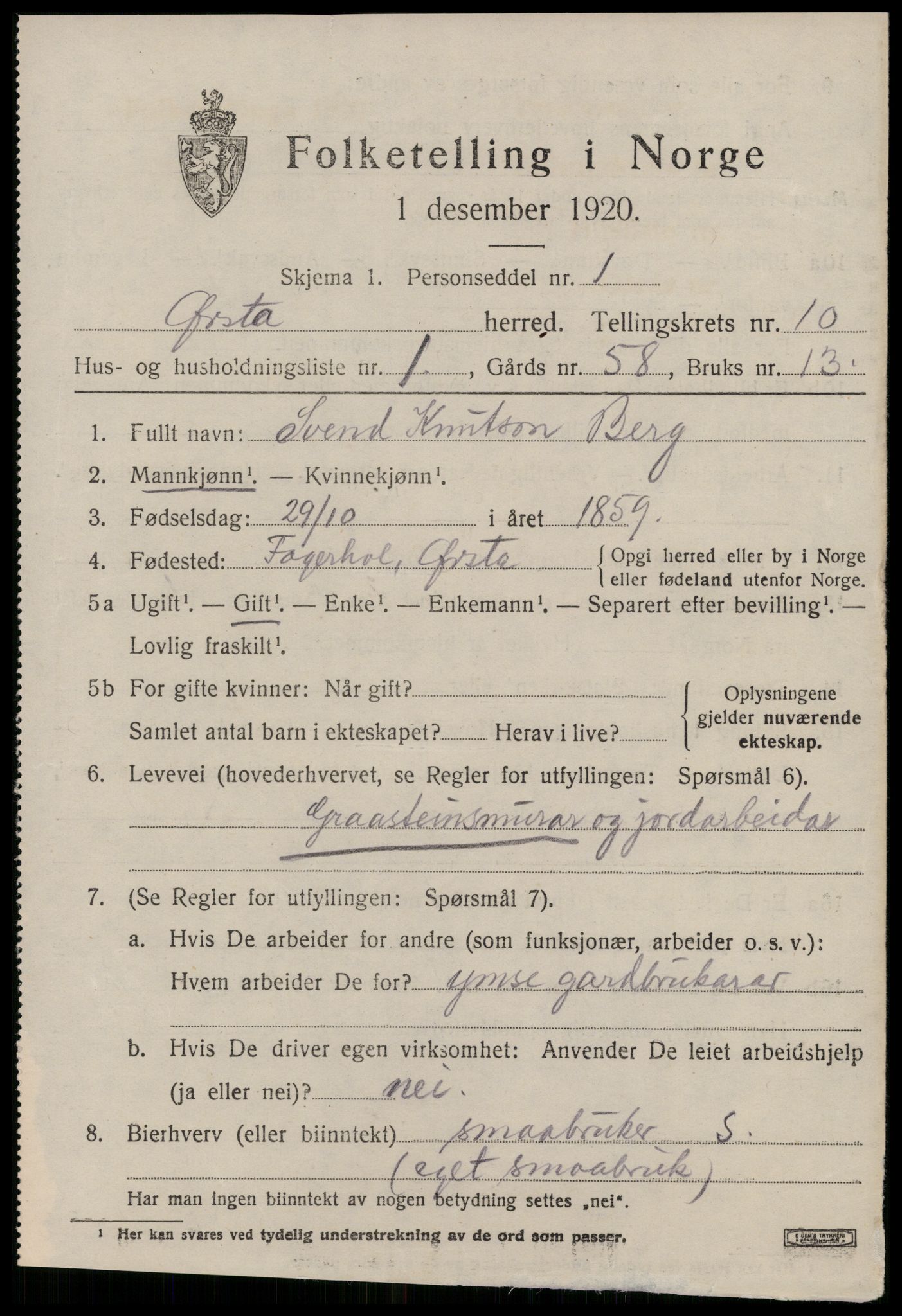 SAT, 1920 census for Ørsta, 1920, p. 6854