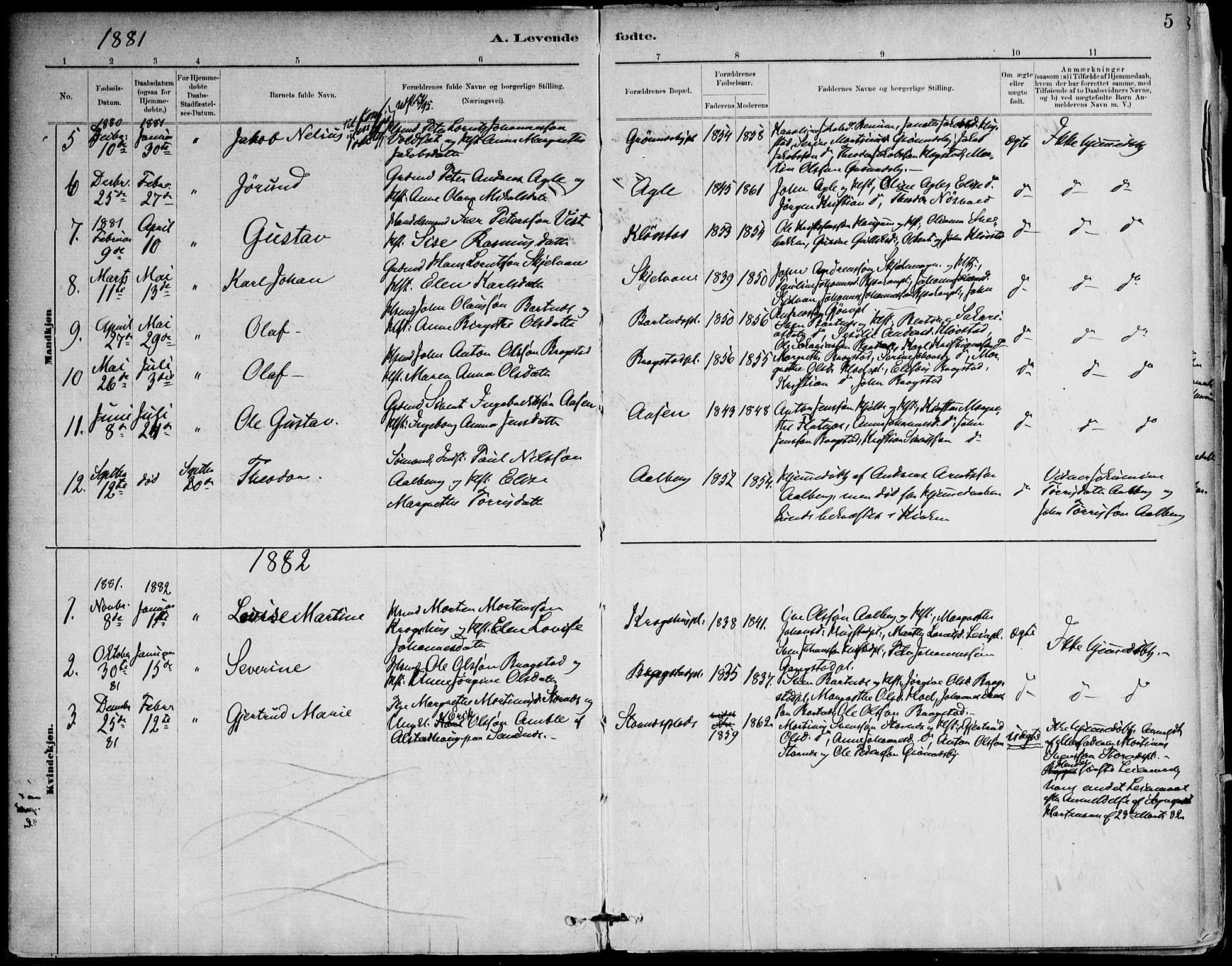 Ministerialprotokoller, klokkerbøker og fødselsregistre - Nord-Trøndelag, AV/SAT-A-1458/732/L0316: Parish register (official) no. 732A01, 1879-1921, p. 5