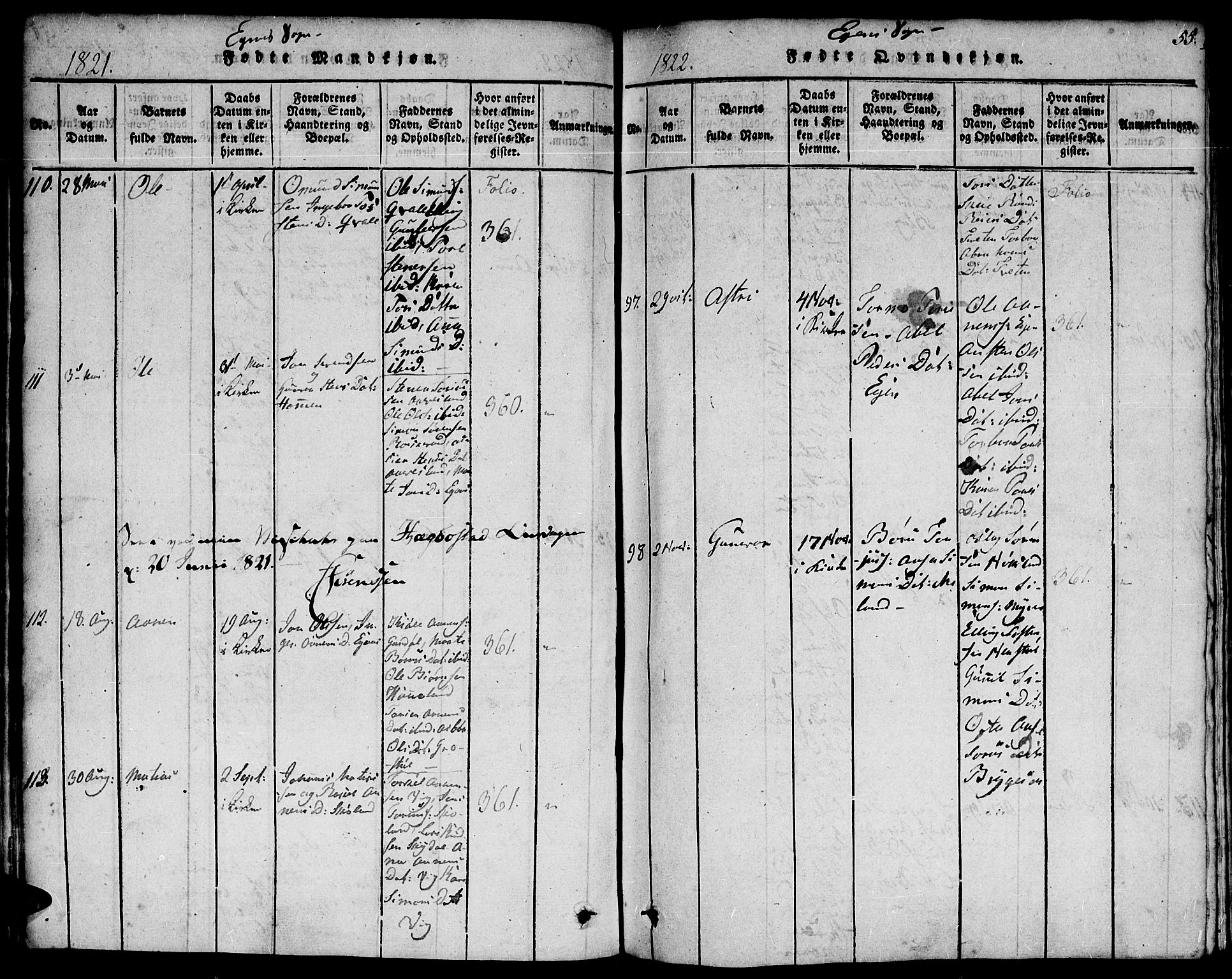 Hægebostad sokneprestkontor, SAK/1111-0024/F/Fa/Faa/L0002: Parish register (official) no. A 2 /2, 1816-1824, p. 55