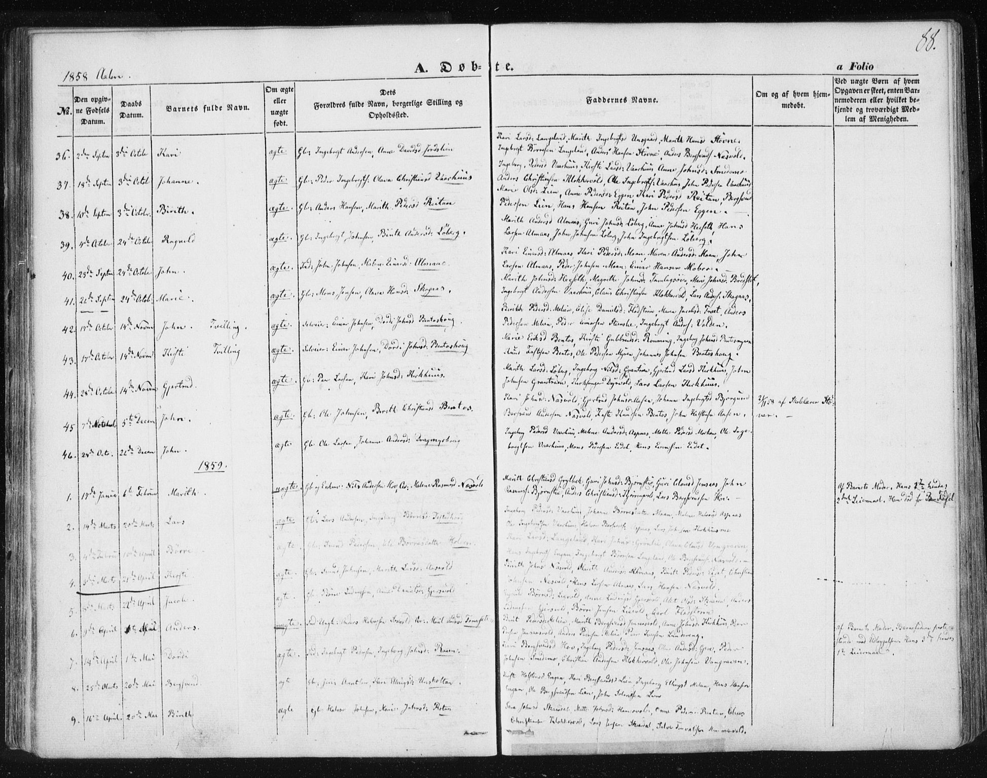 Ministerialprotokoller, klokkerbøker og fødselsregistre - Sør-Trøndelag, SAT/A-1456/685/L0965: Parish register (official) no. 685A06 /3, 1846-1859, p. 88