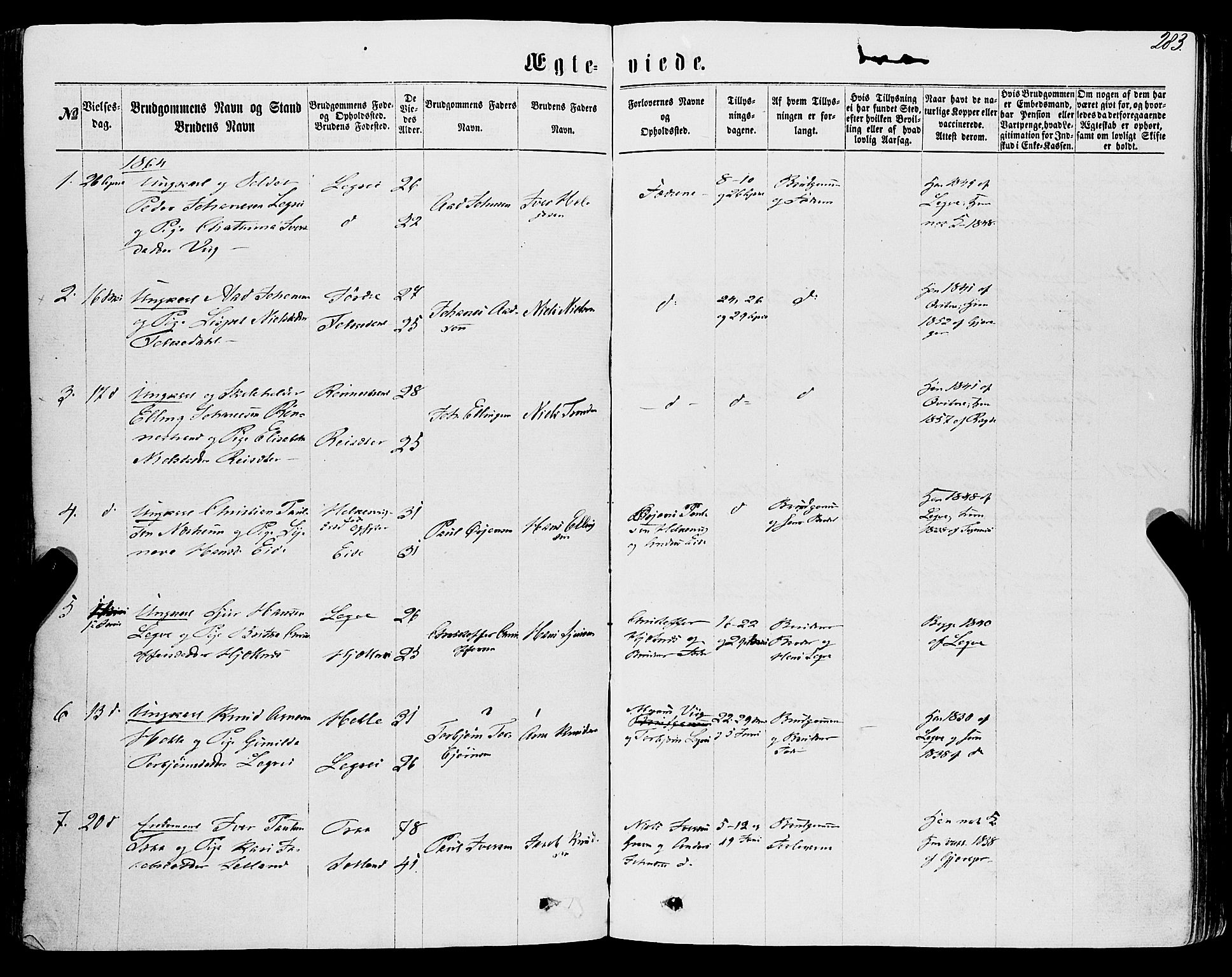 Ulvik sokneprestembete, AV/SAB-A-78801/H/Haa: Parish register (official) no. A 15, 1864-1878, p. 283