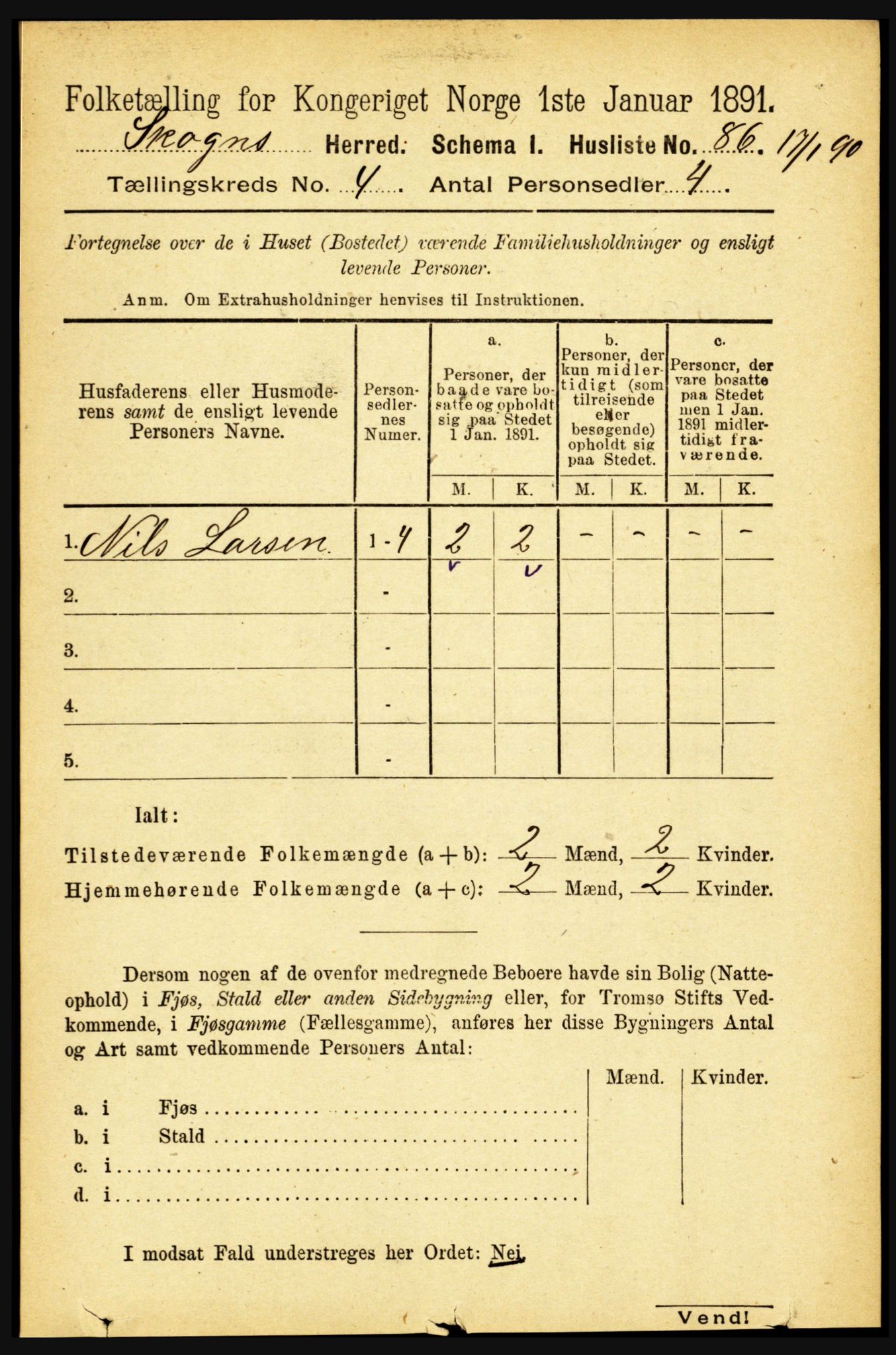 RA, 1891 census for 1719 Skogn, 1891, p. 2353