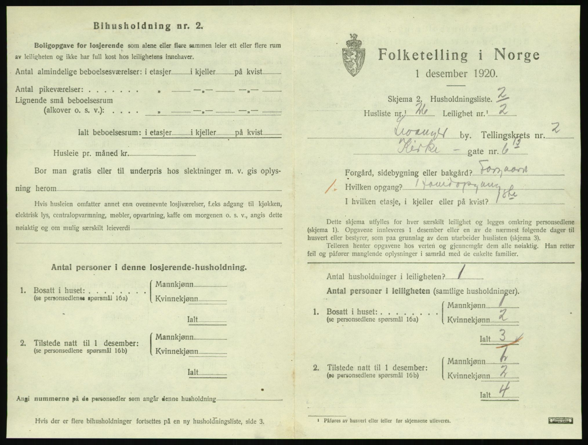 SAT, 1920 census for Levanger town, 1920, p. 910