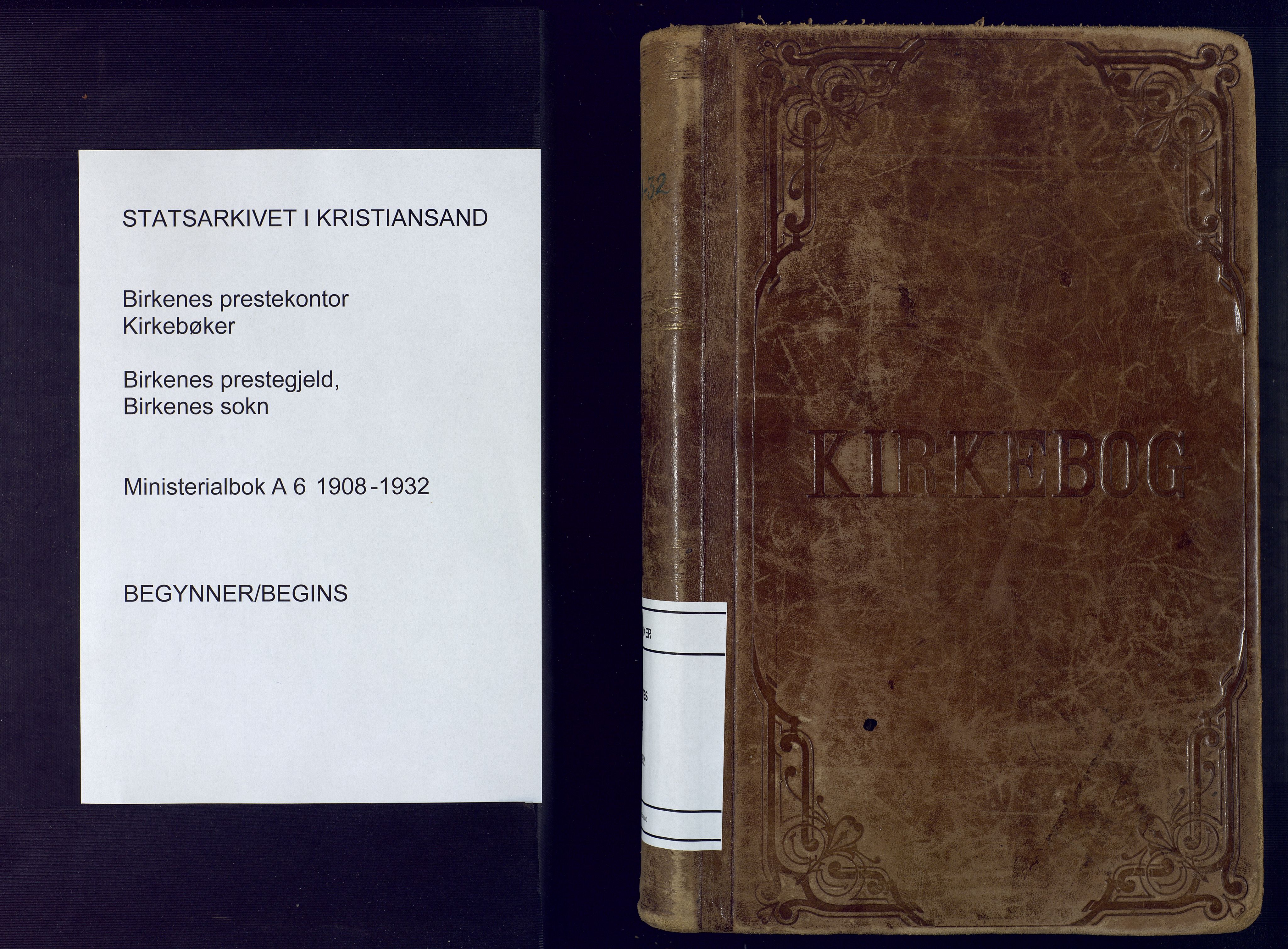 Birkenes sokneprestkontor, SAK/1111-0004/F/Fa/L0006: Parish register (official) no. A 6, 1908-1932