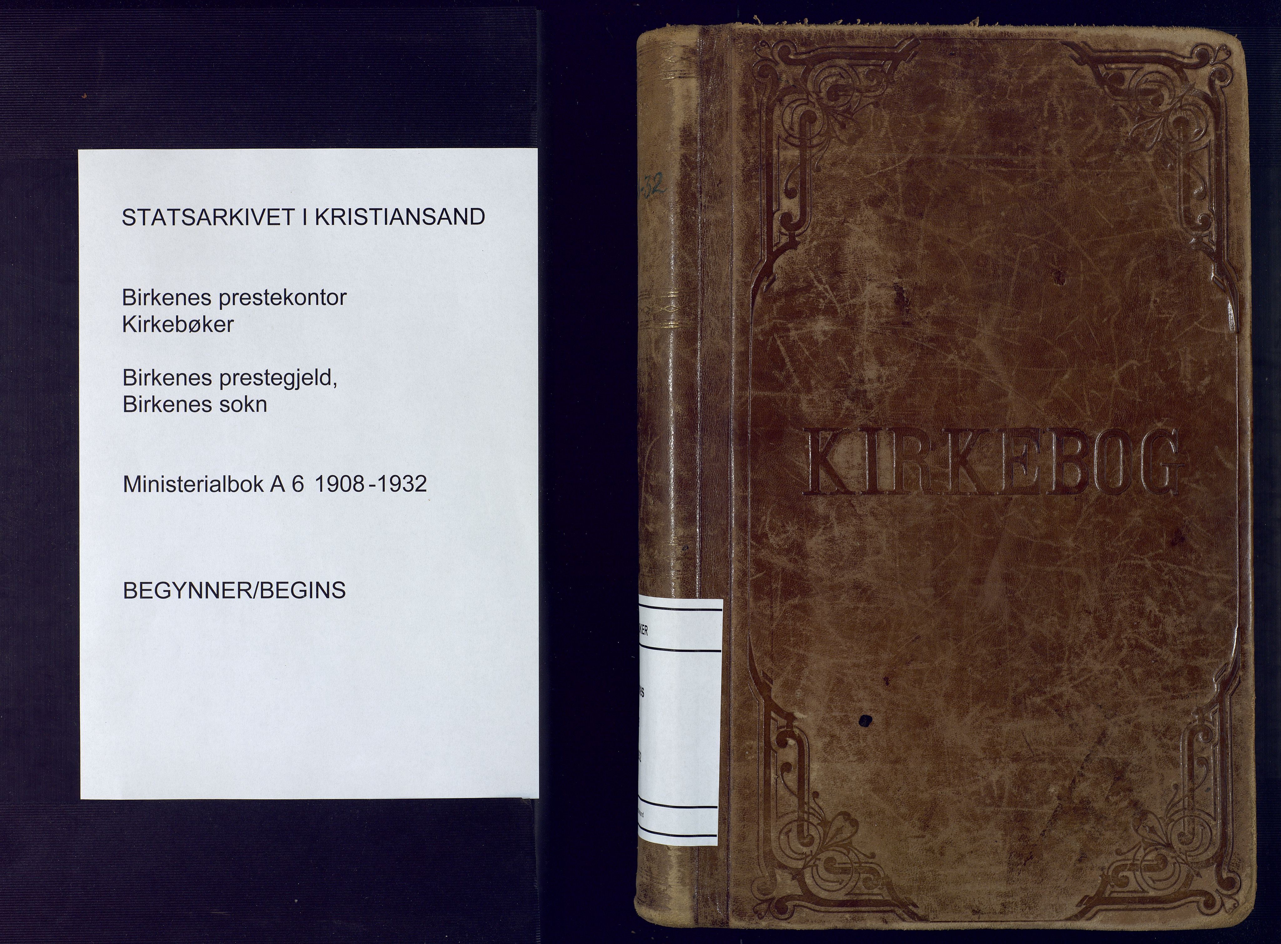 Birkenes sokneprestkontor, AV/SAK-1111-0004/F/Fa/L0006: Parish register (official) no. A 6, 1908-1932