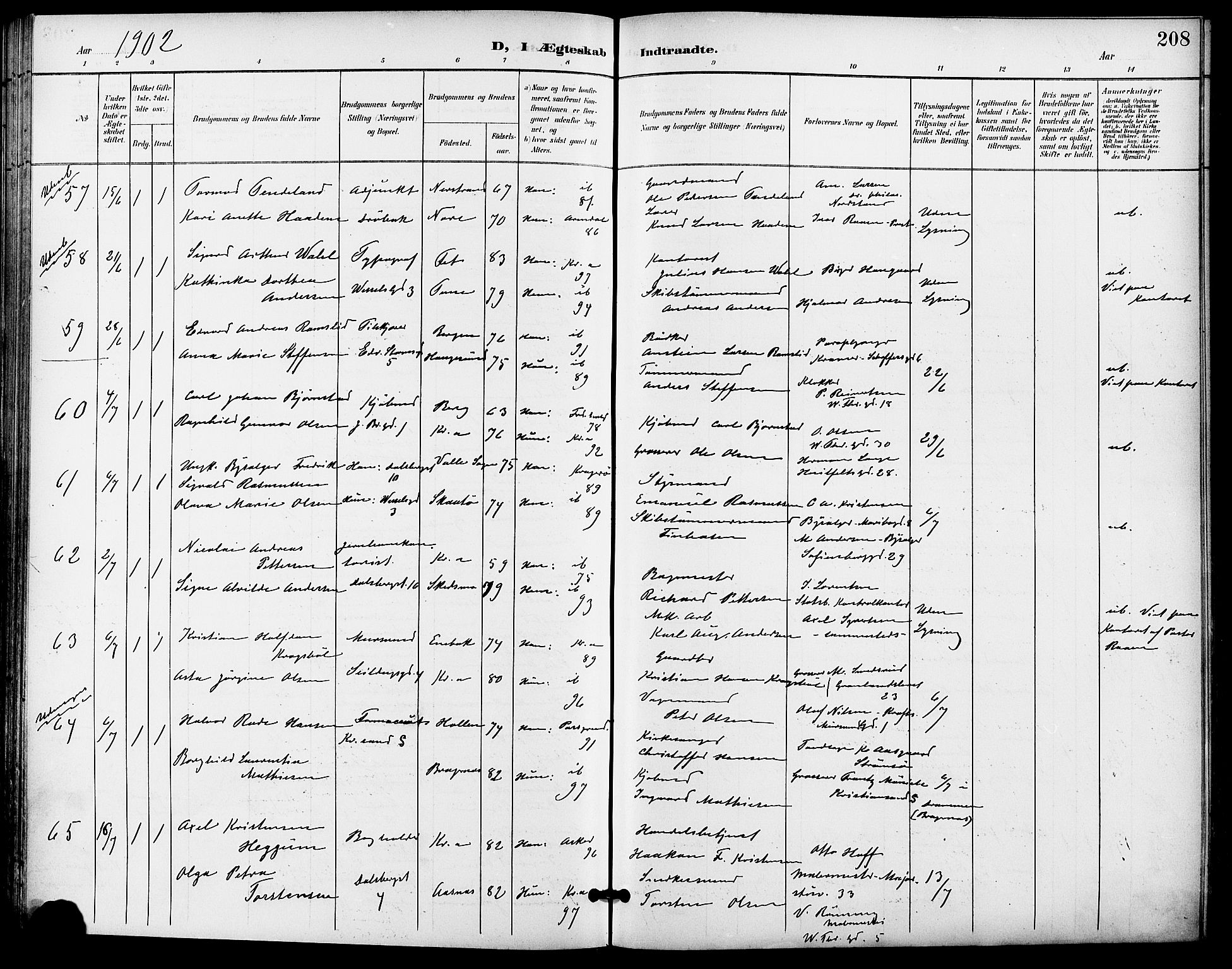 Gamle Aker prestekontor Kirkebøker, SAO/A-10617a/F/L0012: Parish register (official) no. 12, 1898-1910, p. 208