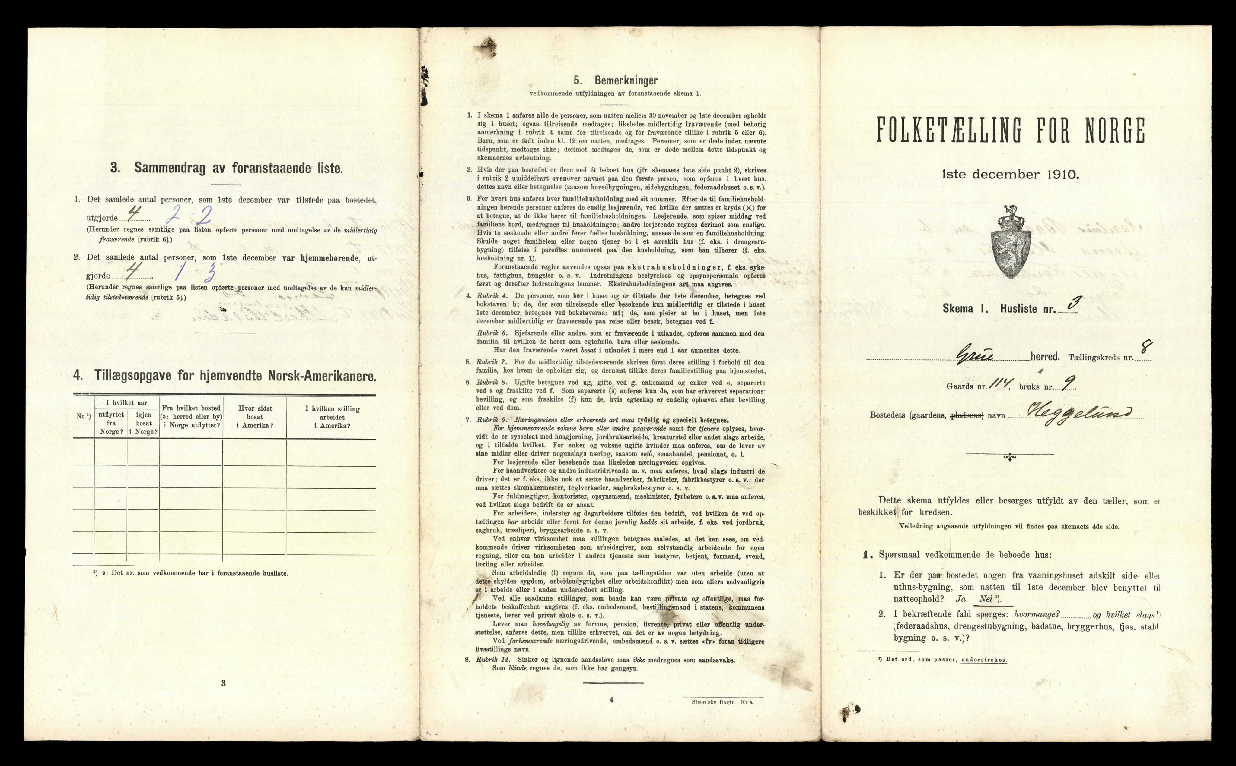 RA, 1910 census for Grue, 1910, p. 1189