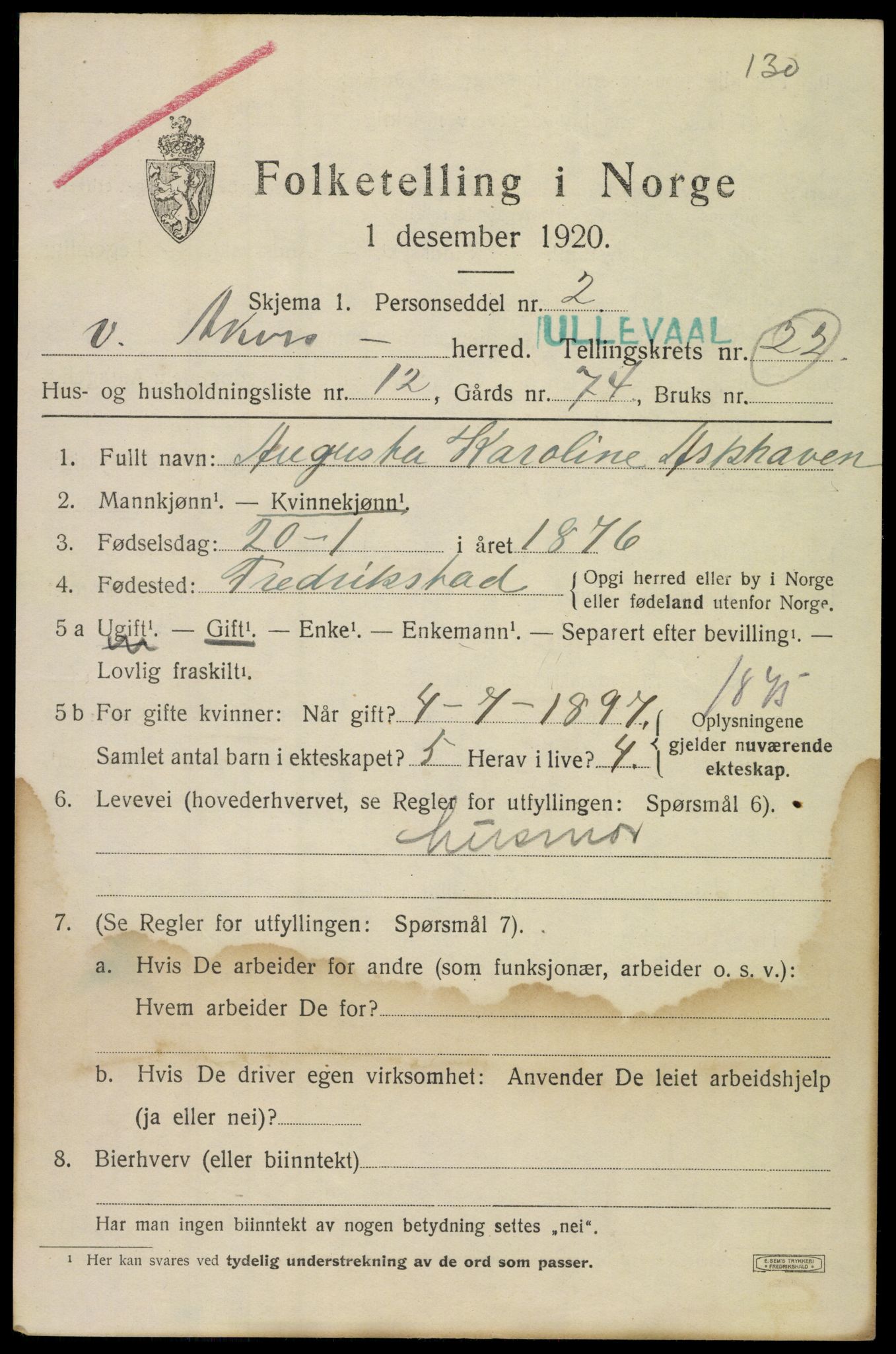 SAO, 1920 census for Aker, 1920, p. 125920