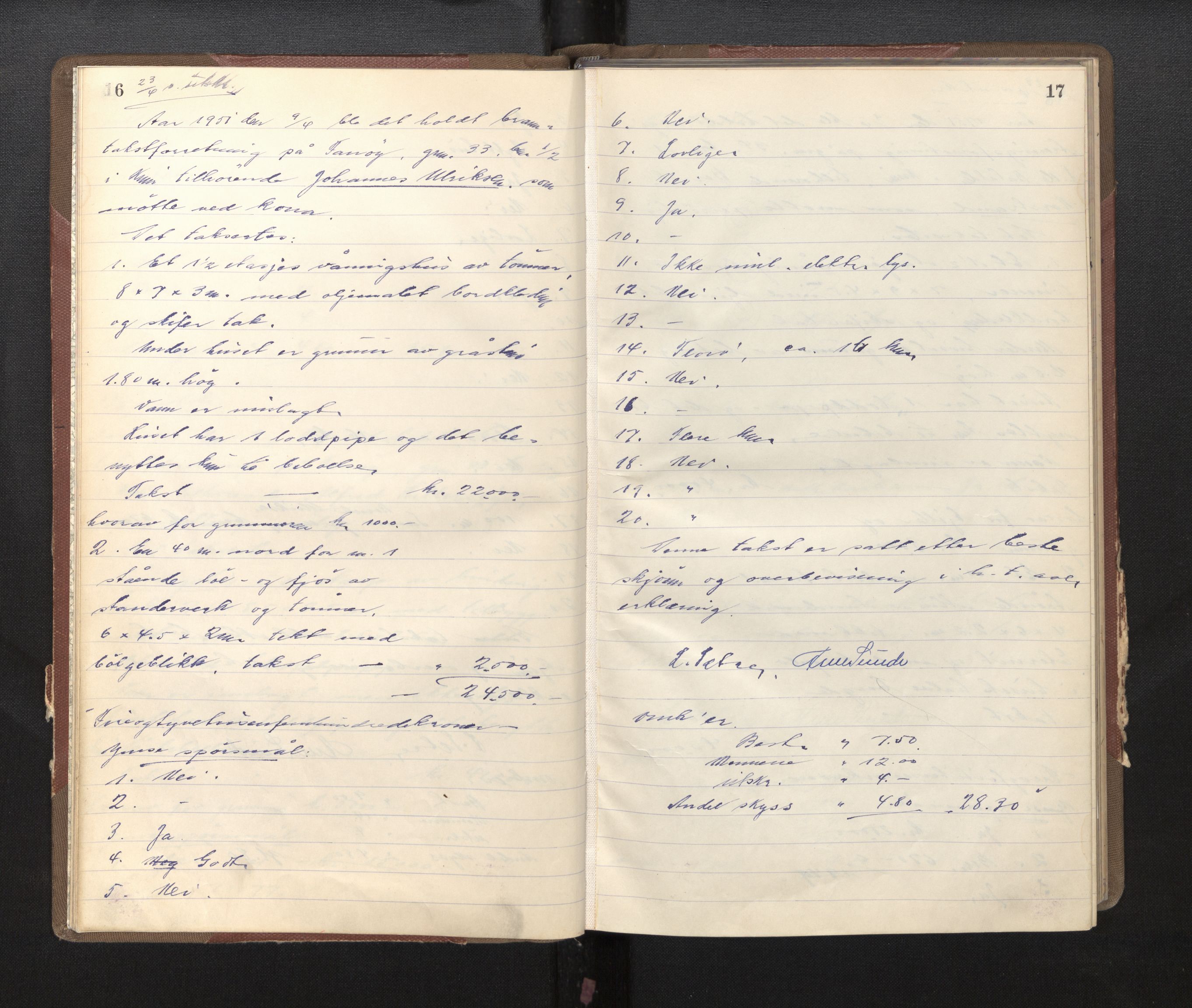Lensmannen i Kinn, AV/SAB-A-28801/0012/L0004c: Branntakstprotokoll, 1950-1953, p. 16-17