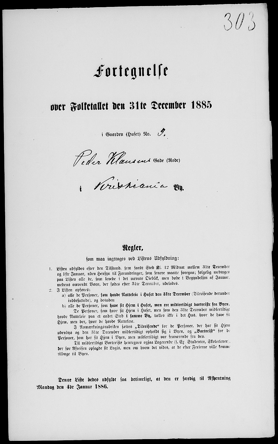 RA, 1885 census for 0301 Kristiania, 1885, p. 2389