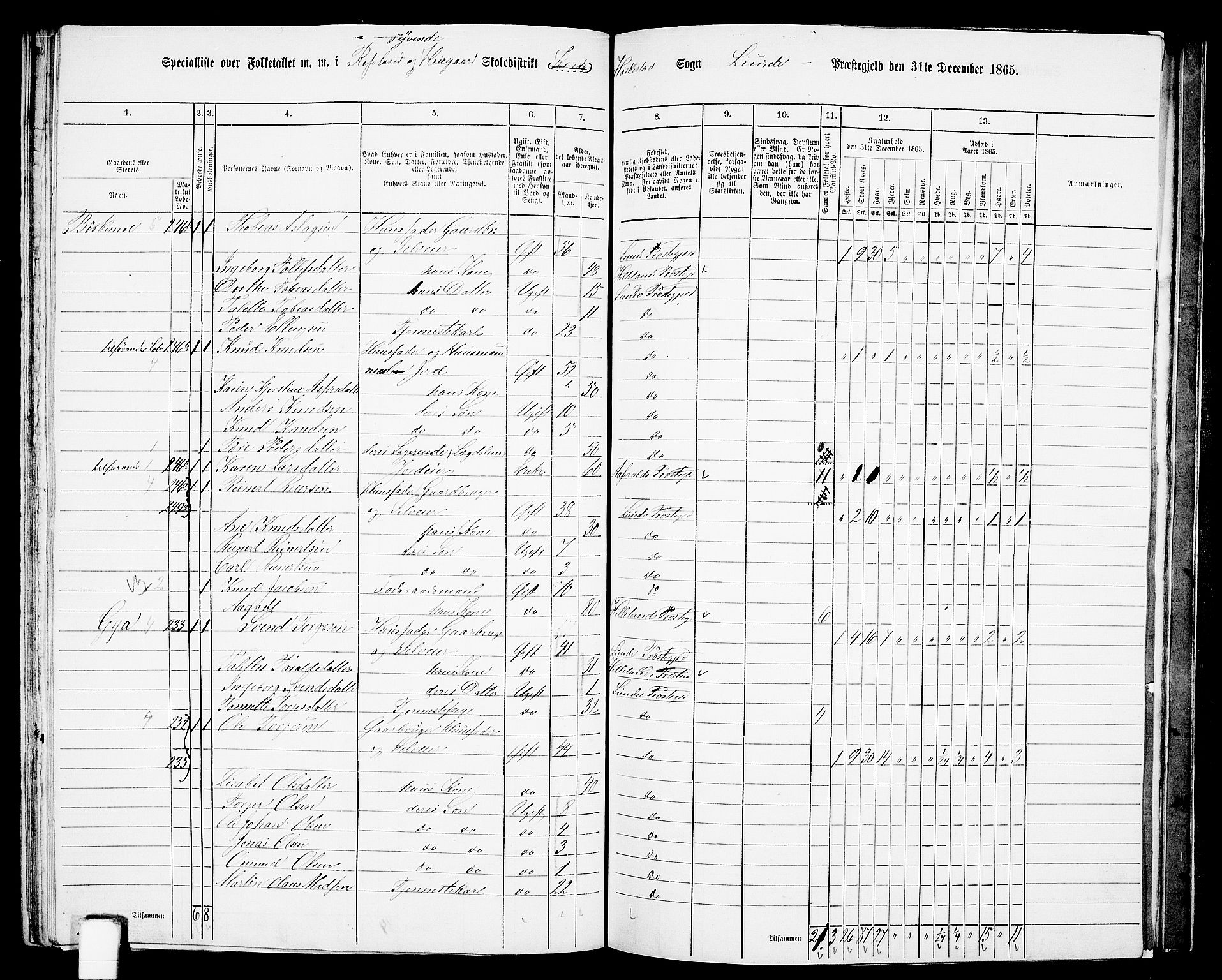 RA, 1865 census for Lund, 1865, p. 90