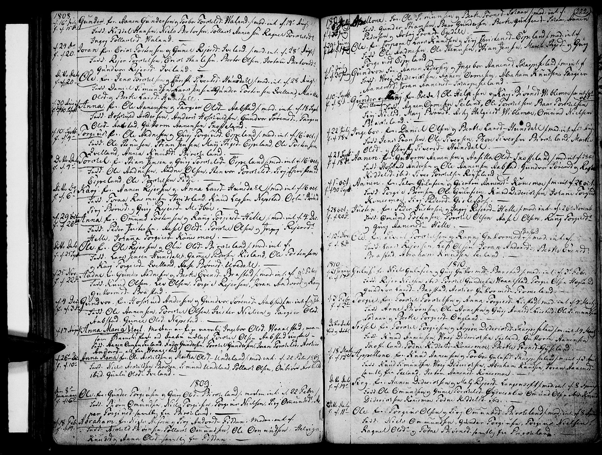 Sør-Audnedal sokneprestkontor, SAK/1111-0039/F/Fa/Fab/L0002: Parish register (official) no. A 2 /4, 1768-1814, p. 222