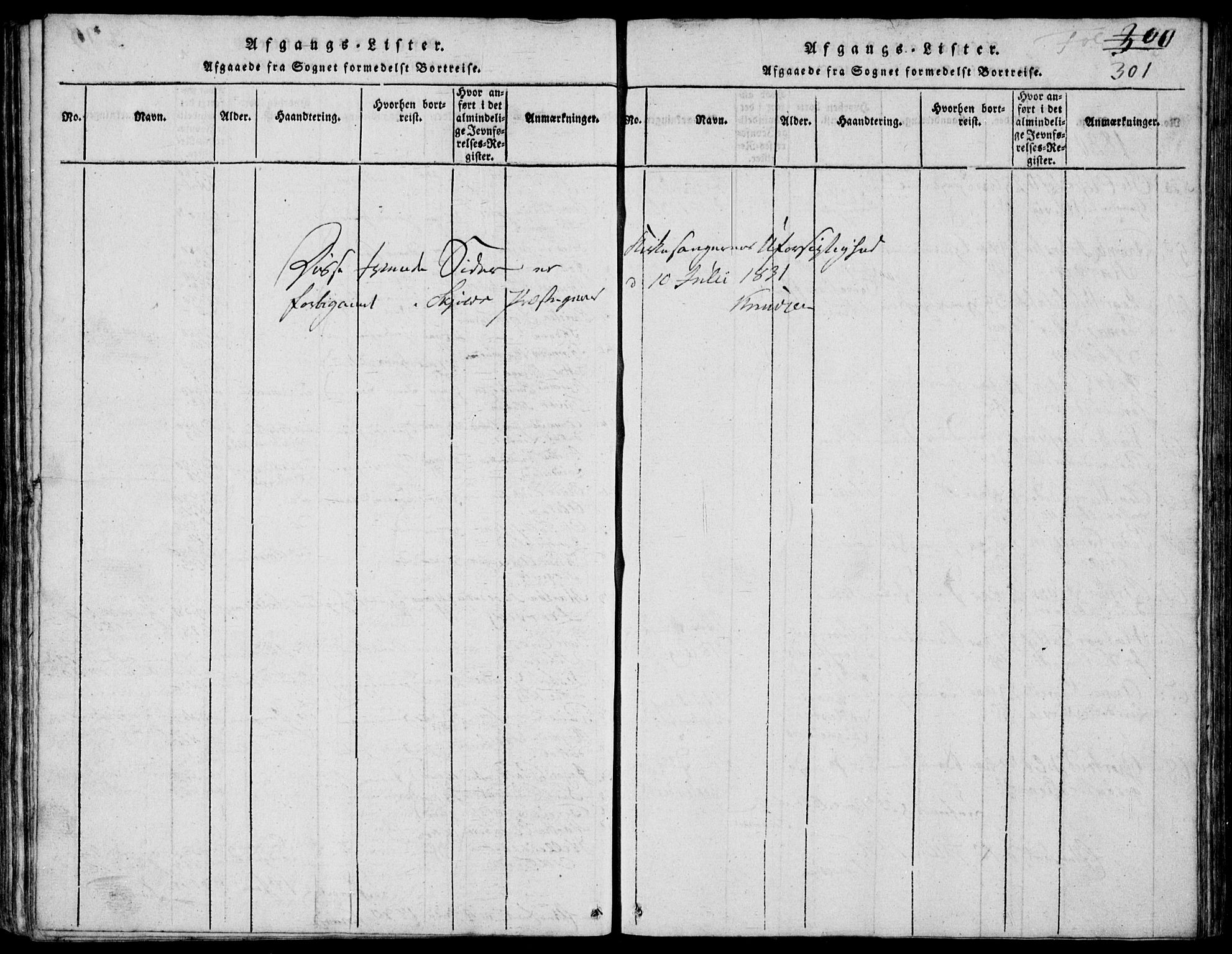 Skjold sokneprestkontor, SAST/A-101847/H/Ha/Hab/L0002: Parish register (copy) no. B 2 /1, 1815-1830, p. 301
