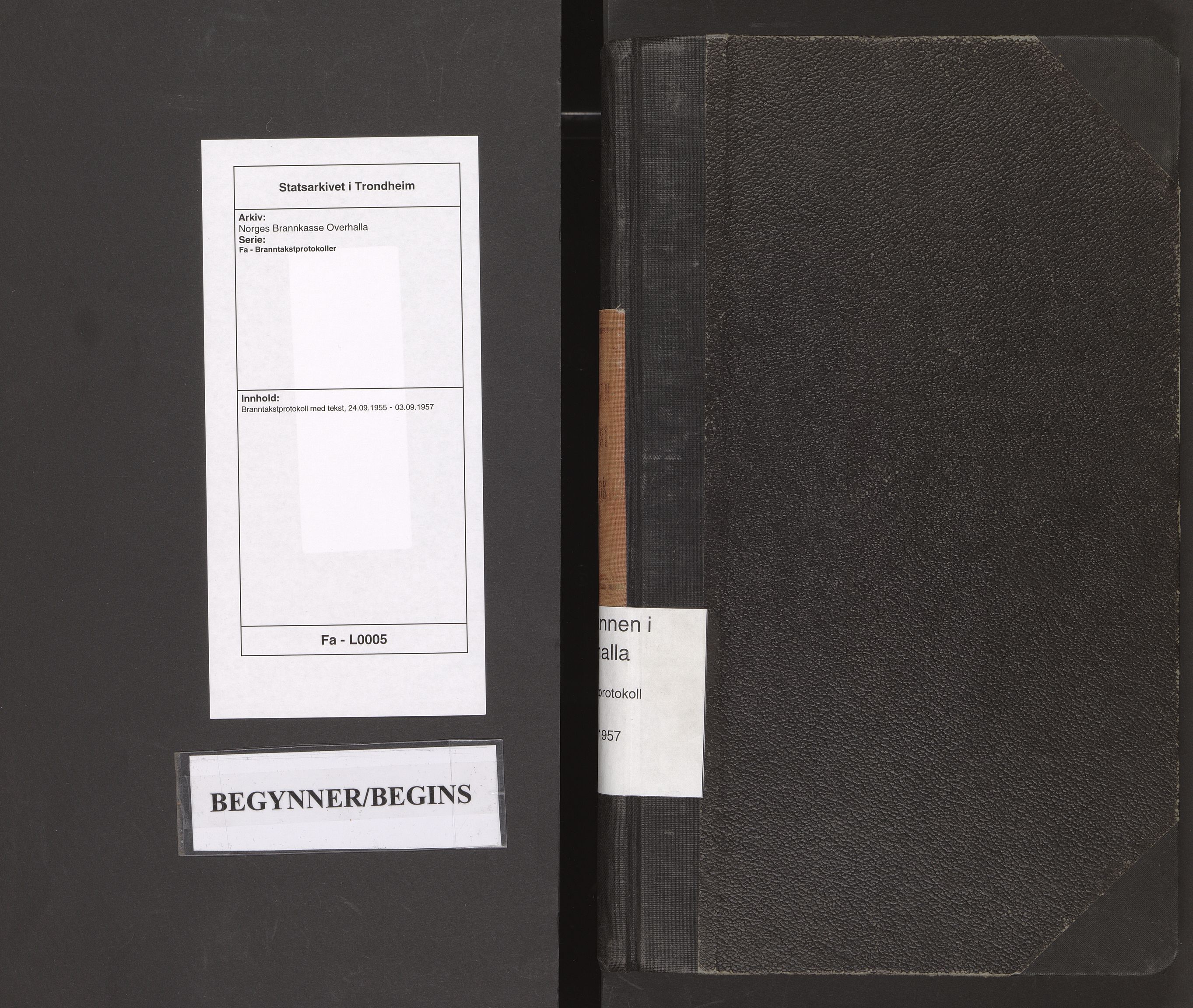 Norges Brannkasse Overhalla, SAT/A-5556/Fa/L0005: Branntakstprotokoll med tekst, 1955-1957