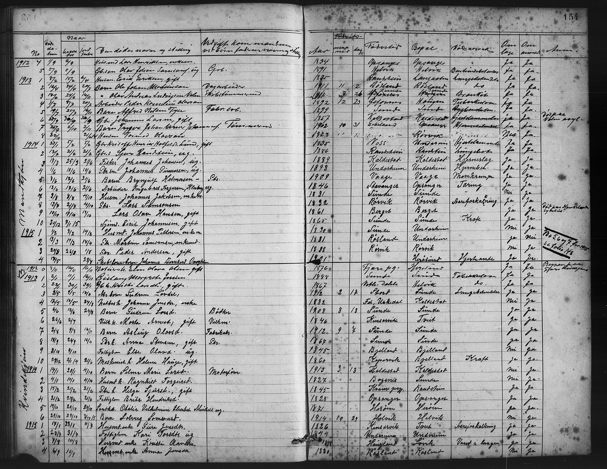 Husnes Sokneprestembete, AV/SAB-A-75901/H/Hab: Parish register (copy) no. A 2, 1881-1917, p. 154