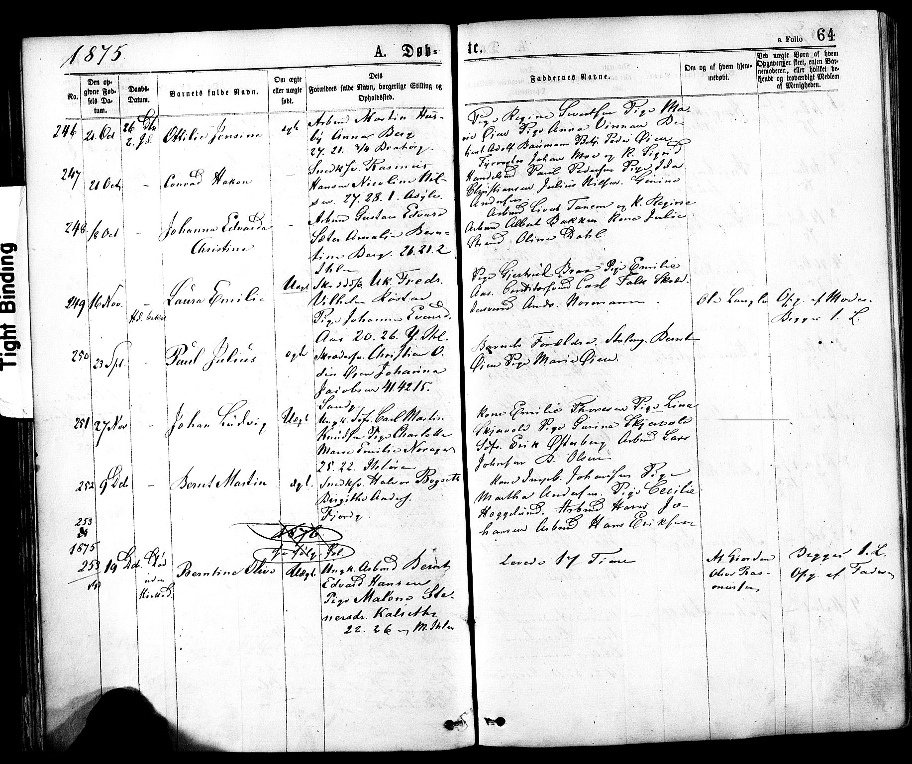 Ministerialprotokoller, klokkerbøker og fødselsregistre - Sør-Trøndelag, SAT/A-1456/602/L0118: Parish register (official) no. 602A16, 1873-1879, p. 64