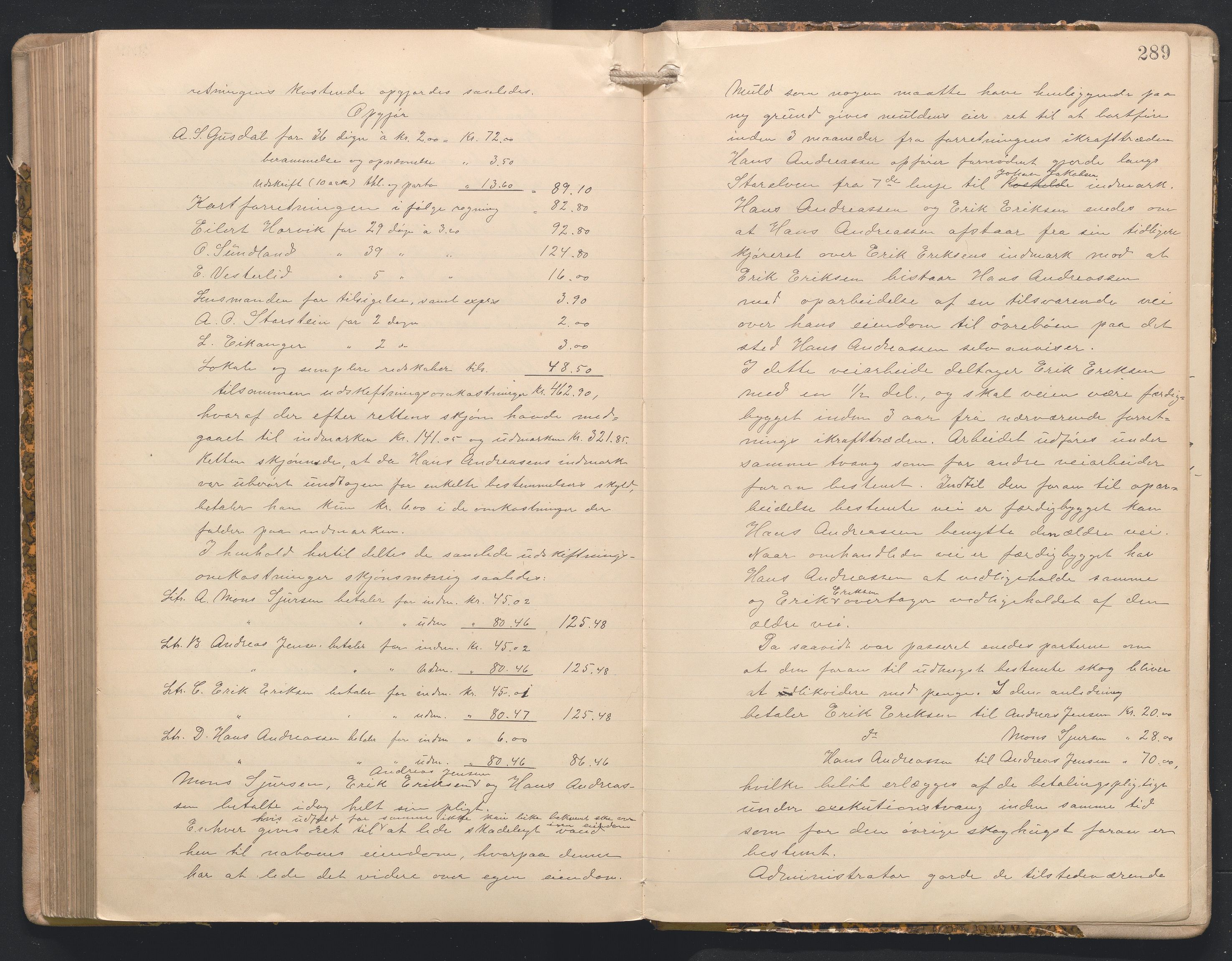 Hordaland jordskiftedøme - I Nordhordland jordskiftedistrikt, AV/SAB-A-6801/A/Aa/L0018: Forhandlingsprotokoll, 1908-1911, p. 288b-289a