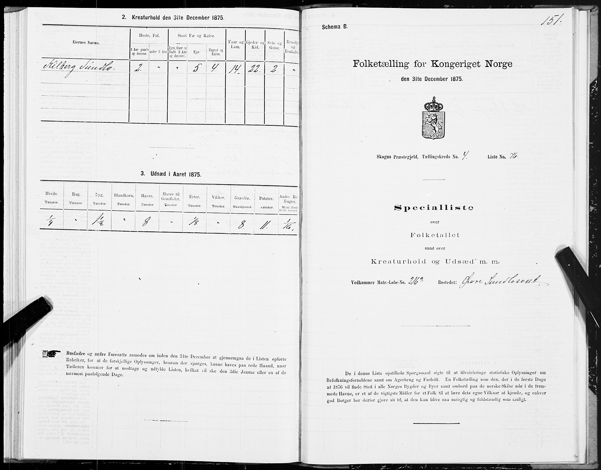 SAT, 1875 census for 1719P Skogn, 1875, p. 4151