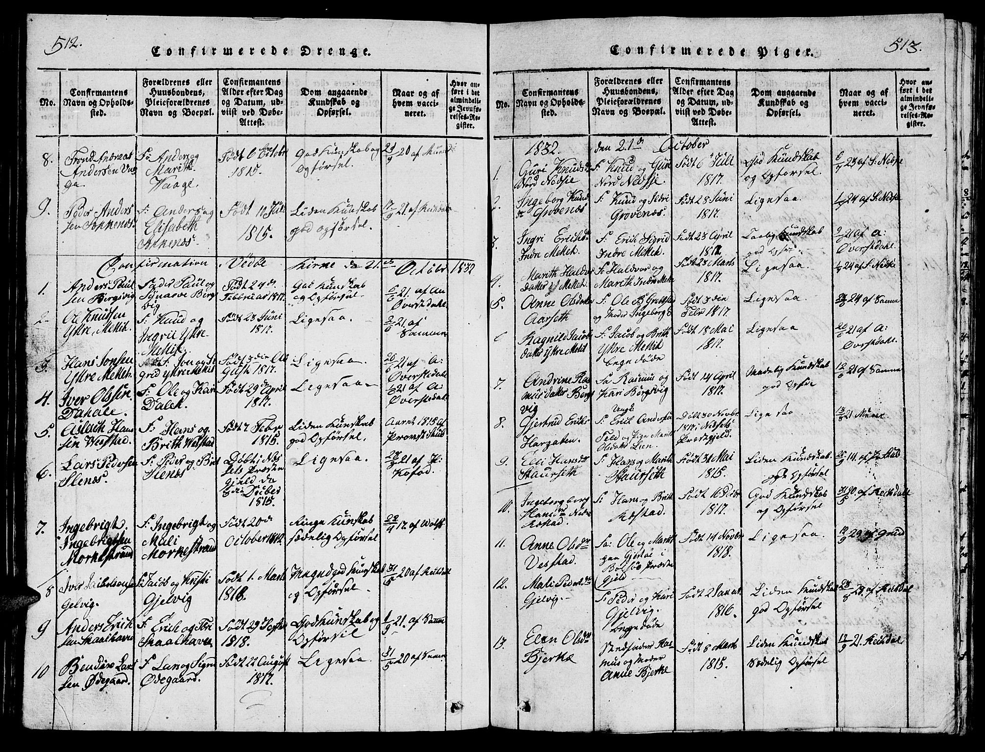 Ministerialprotokoller, klokkerbøker og fødselsregistre - Møre og Romsdal, AV/SAT-A-1454/547/L0610: Parish register (copy) no. 547C01, 1818-1839, p. 512-513