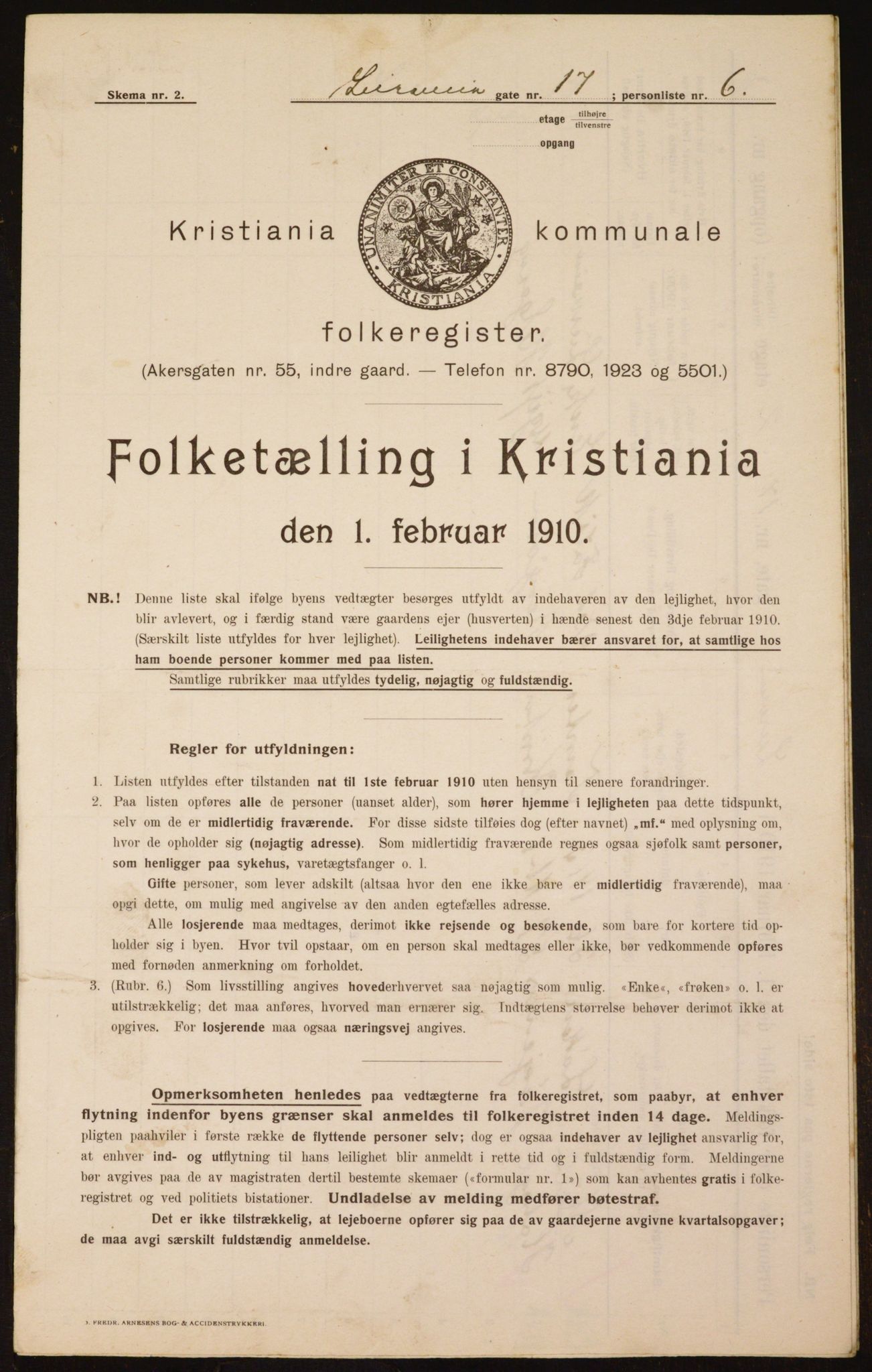 OBA, Municipal Census 1910 for Kristiania, 1910, p. 55546