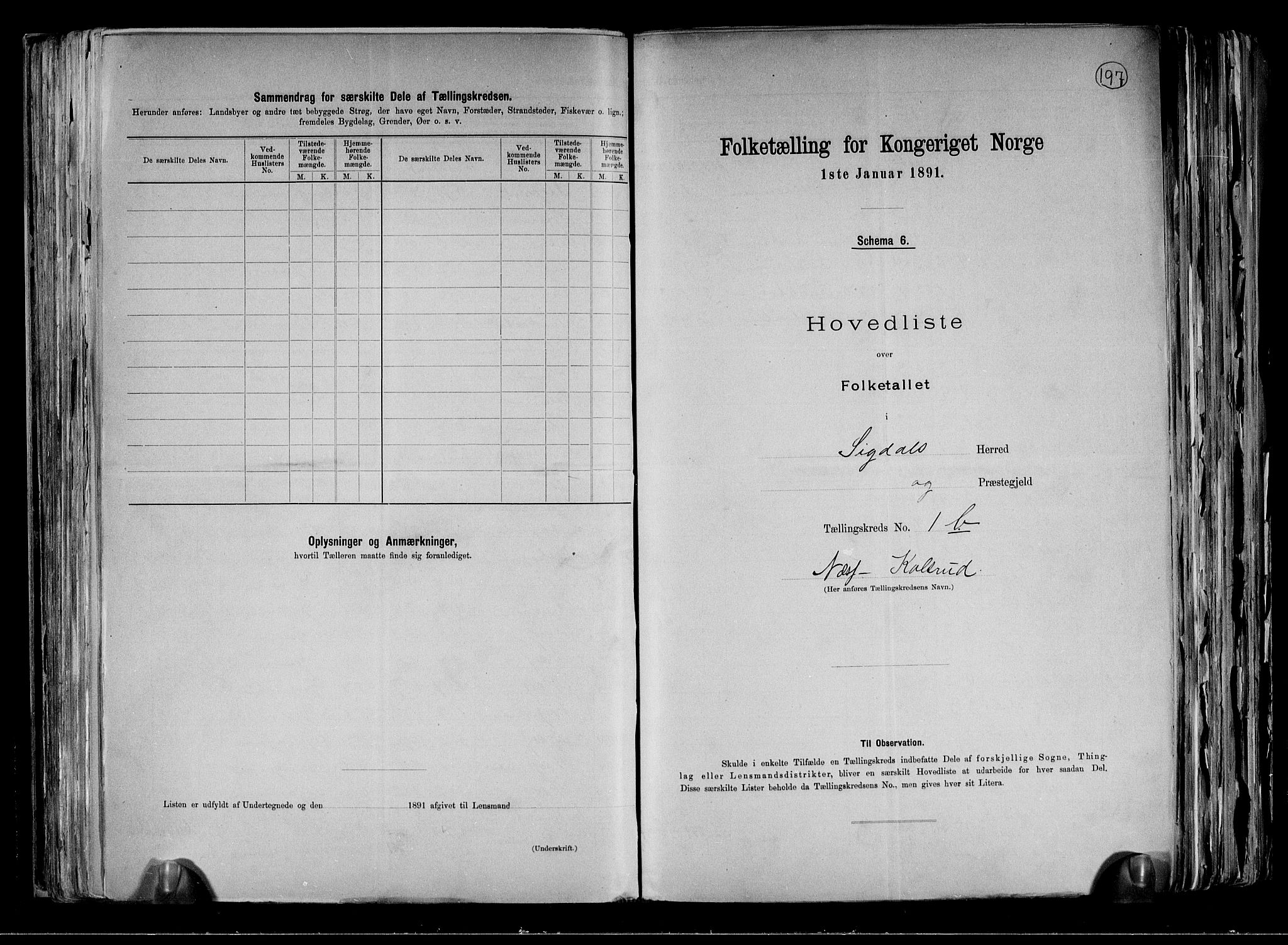 RA, 1891 census for 0621 Sigdal, 1891, p. 8