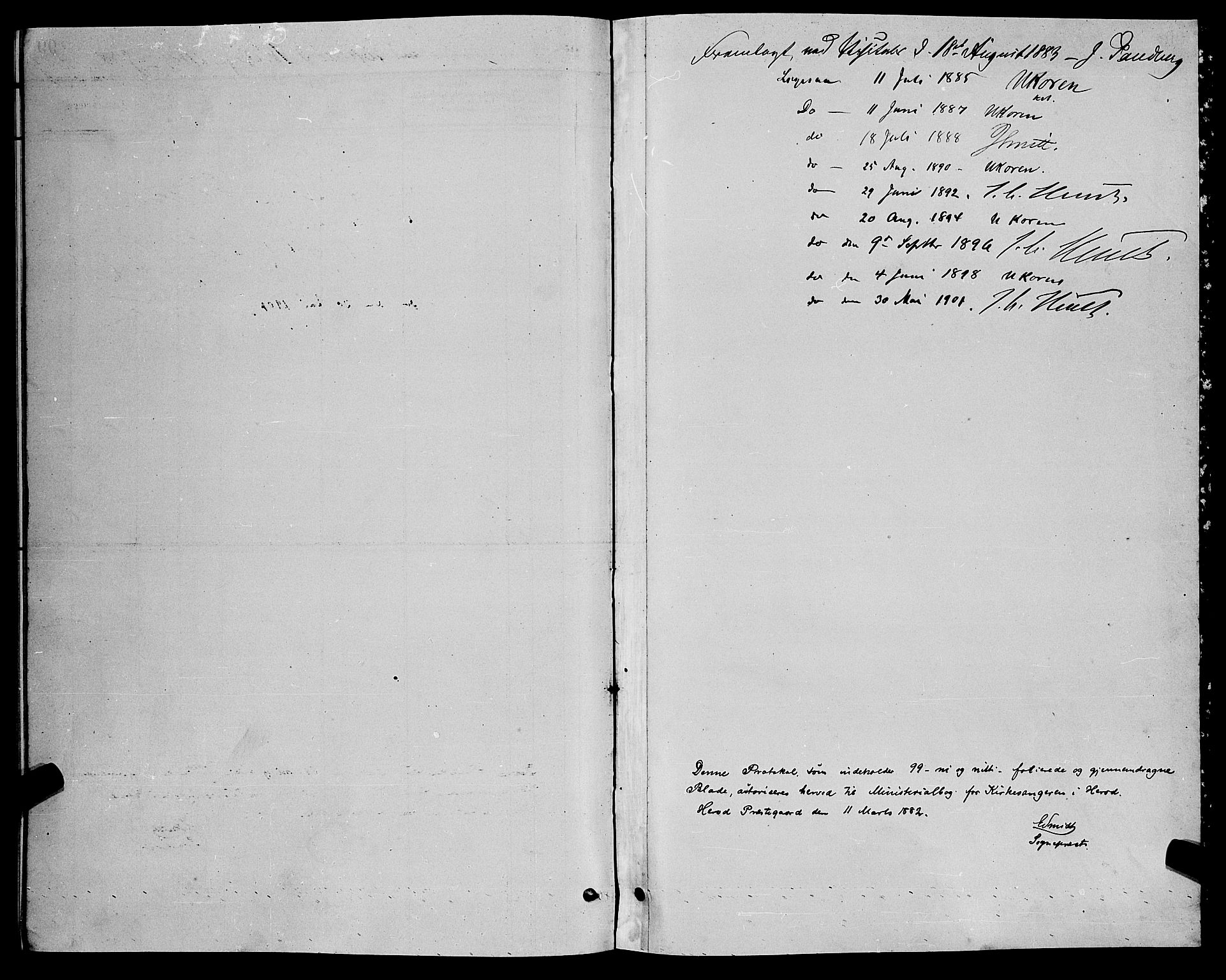 Herad sokneprestkontor, AV/SAK-1111-0018/F/Fb/Fba/L0004: Parish register (copy) no. B 4, 1882-1899