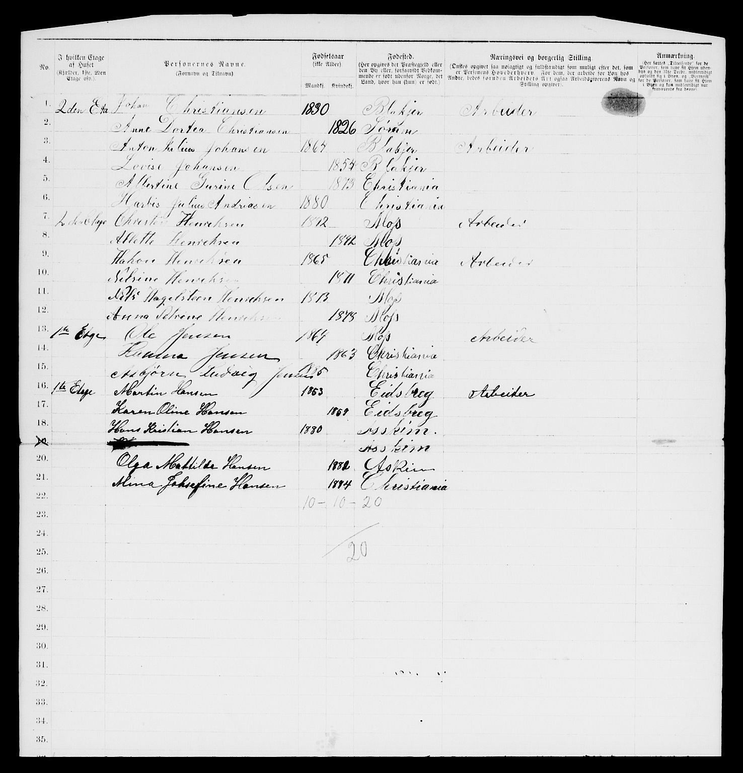 RA, 1885 census for 0301 Kristiania, 1885, p. 13009