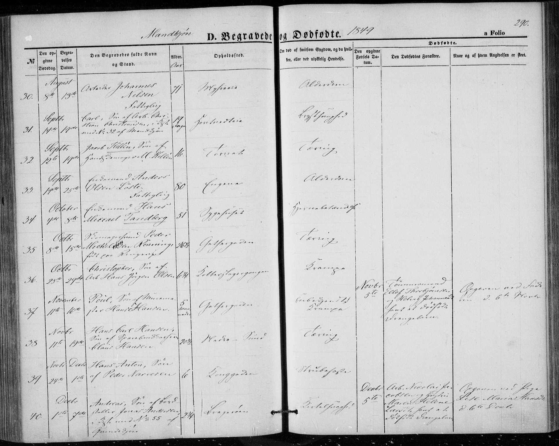 Bragernes kirkebøker, AV/SAKO-A-6/F/Fb/L0002: Parish register (official) no. II 2, 1848-1859, p. 290